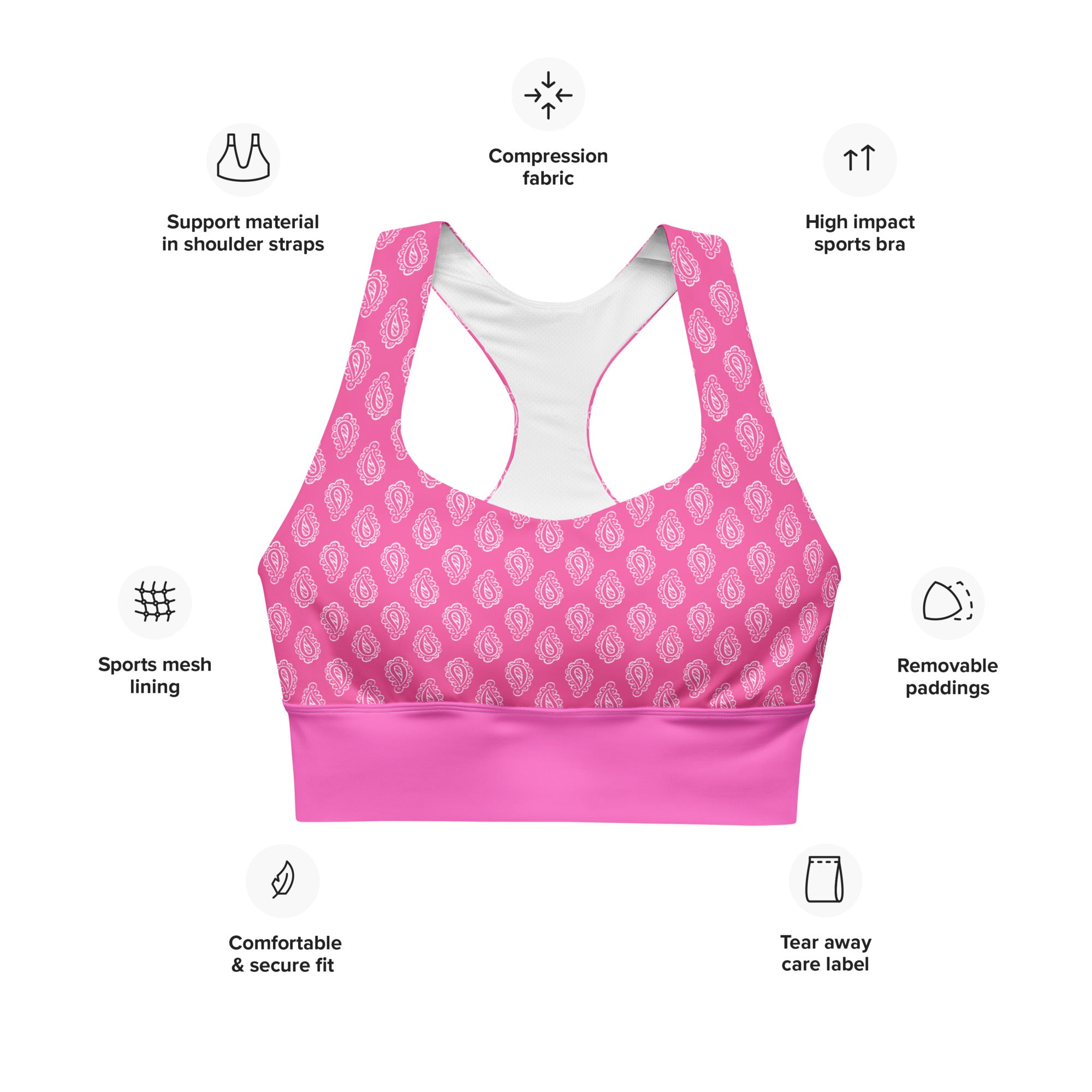 Gface Pink Bandana Longline sports bra