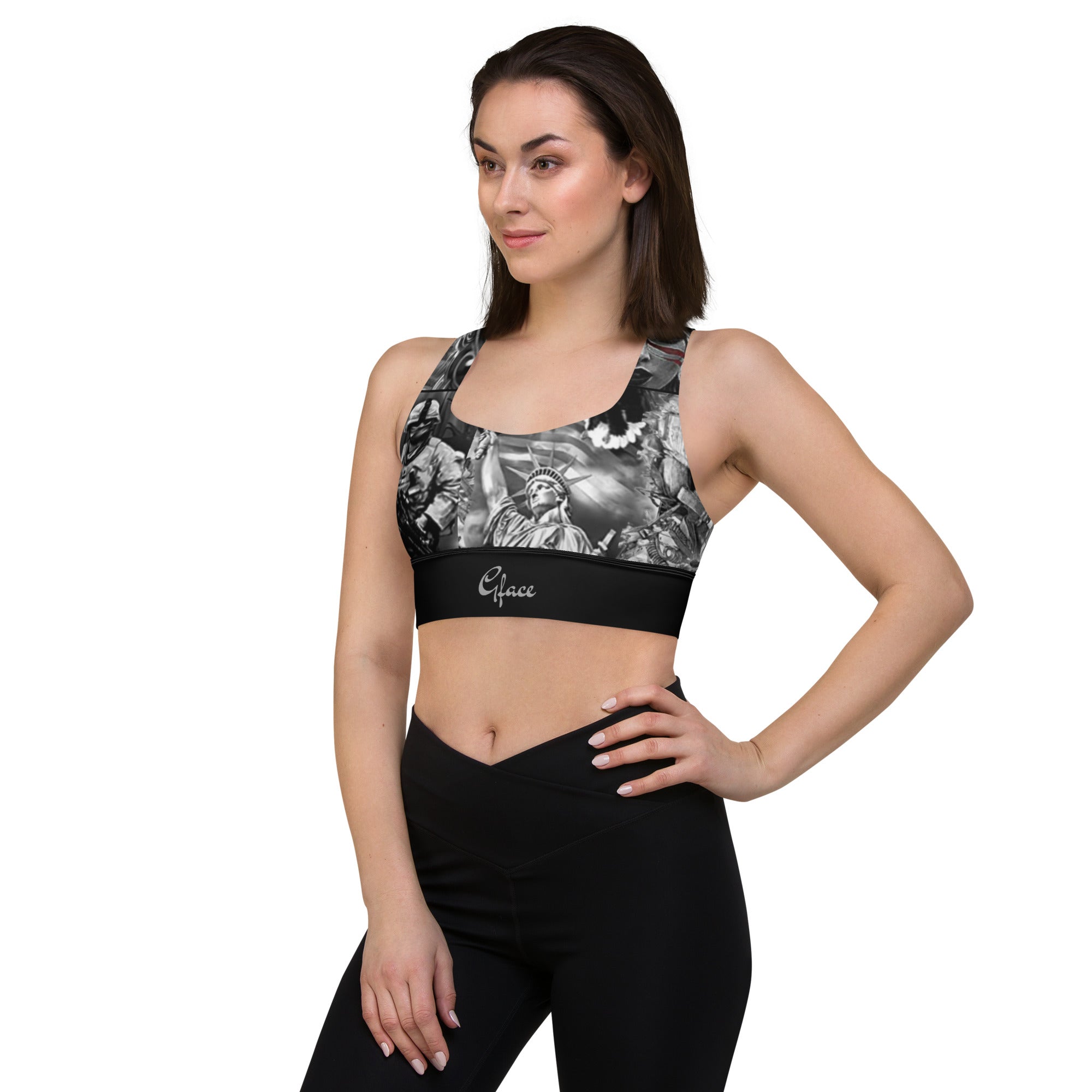 GFACE Longline sports bra Patriot Print