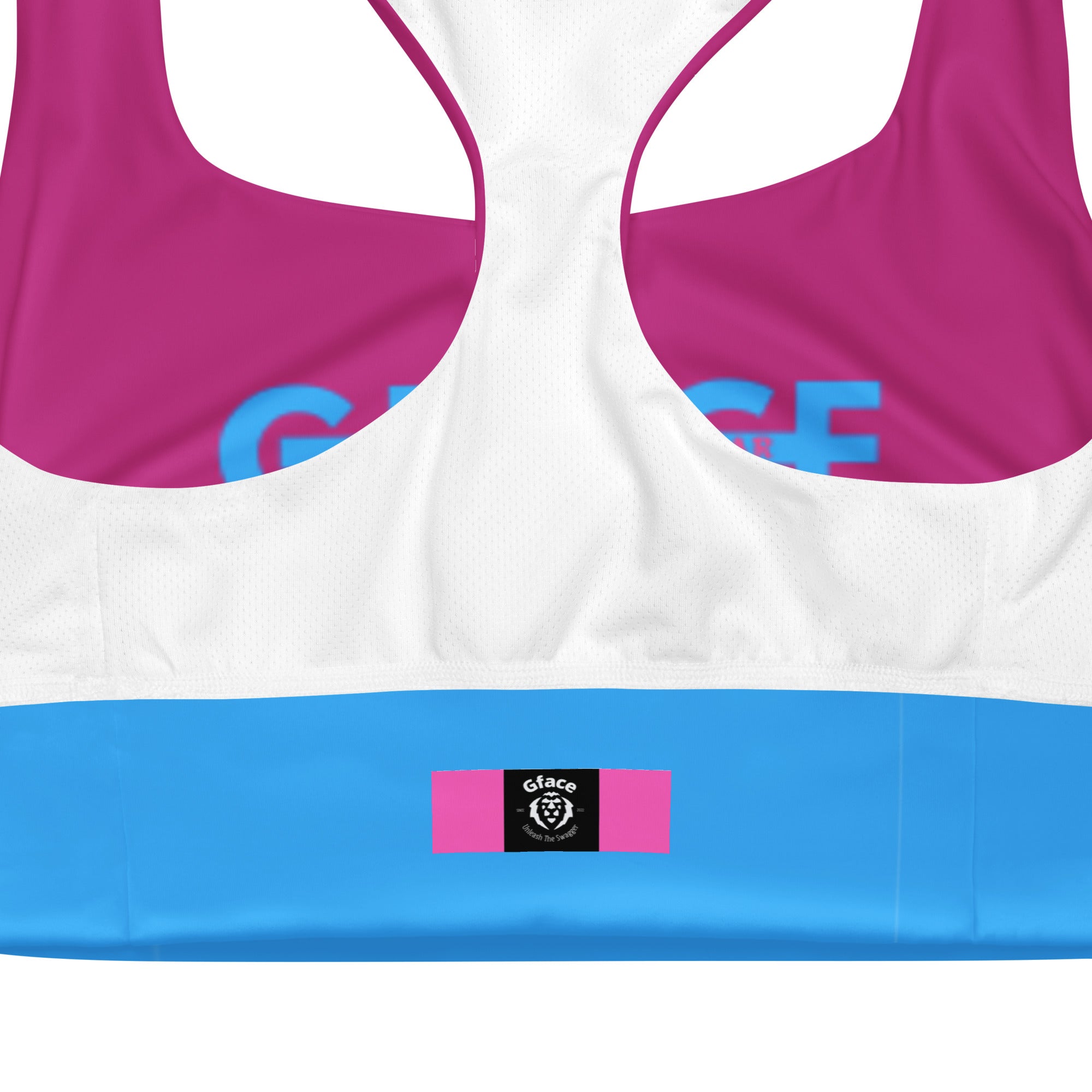 GFACE (Blue/Pink) Longline sports bra World Hear Me Roar