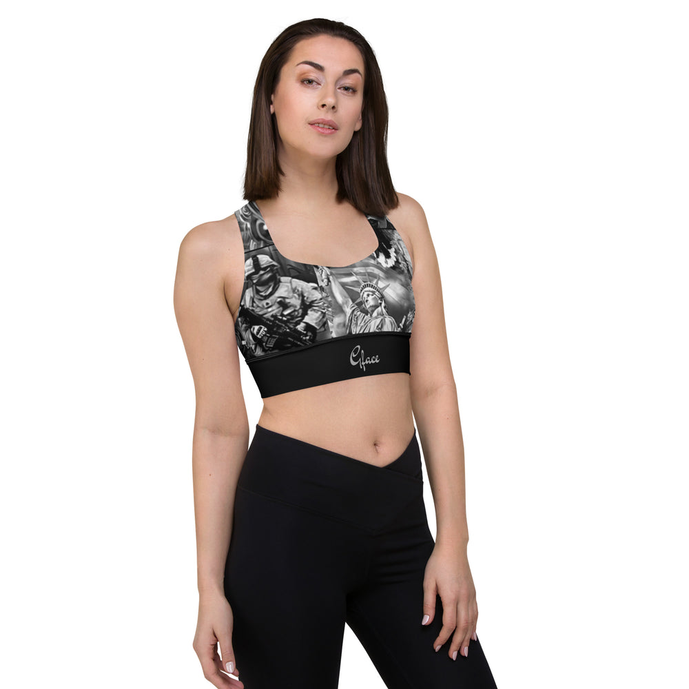 GFACE Longline sports bra Patriot Print