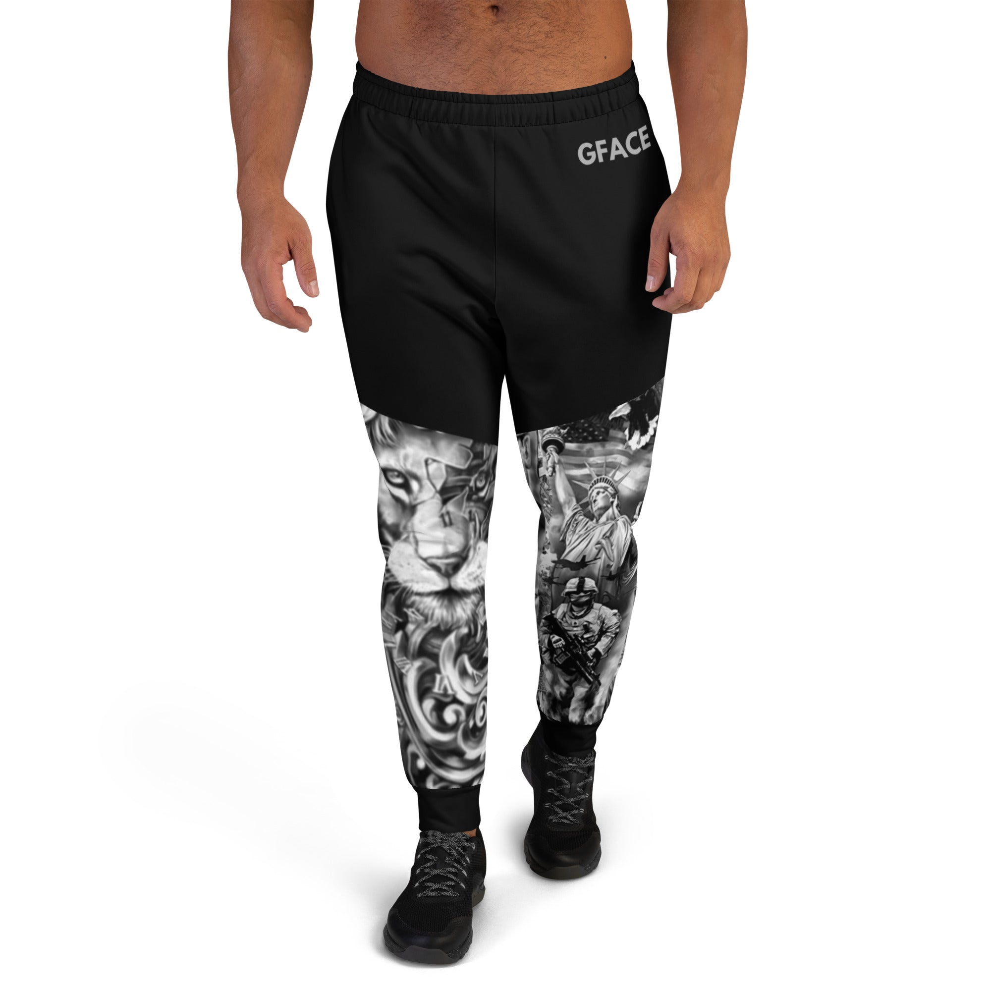 Gface Men's Black Joggers Patriot print