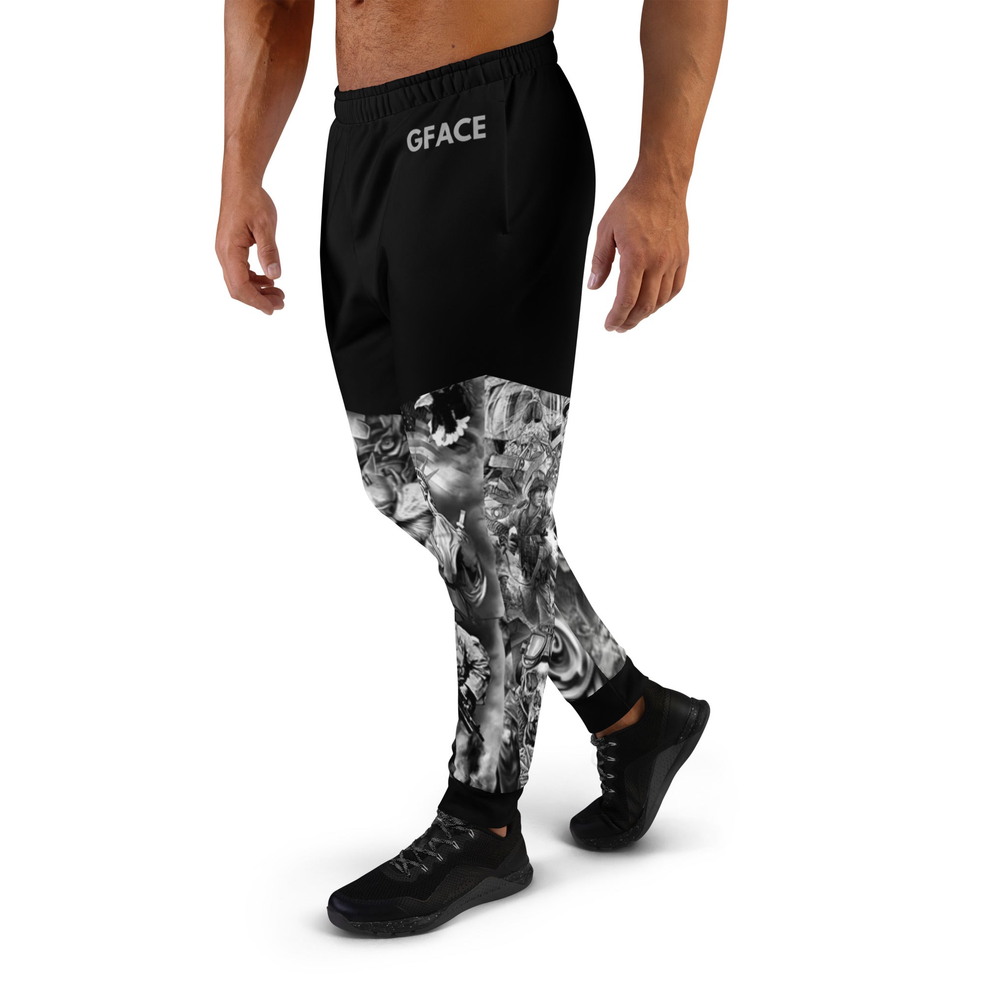 Gface Men's Black Joggers Patriot print