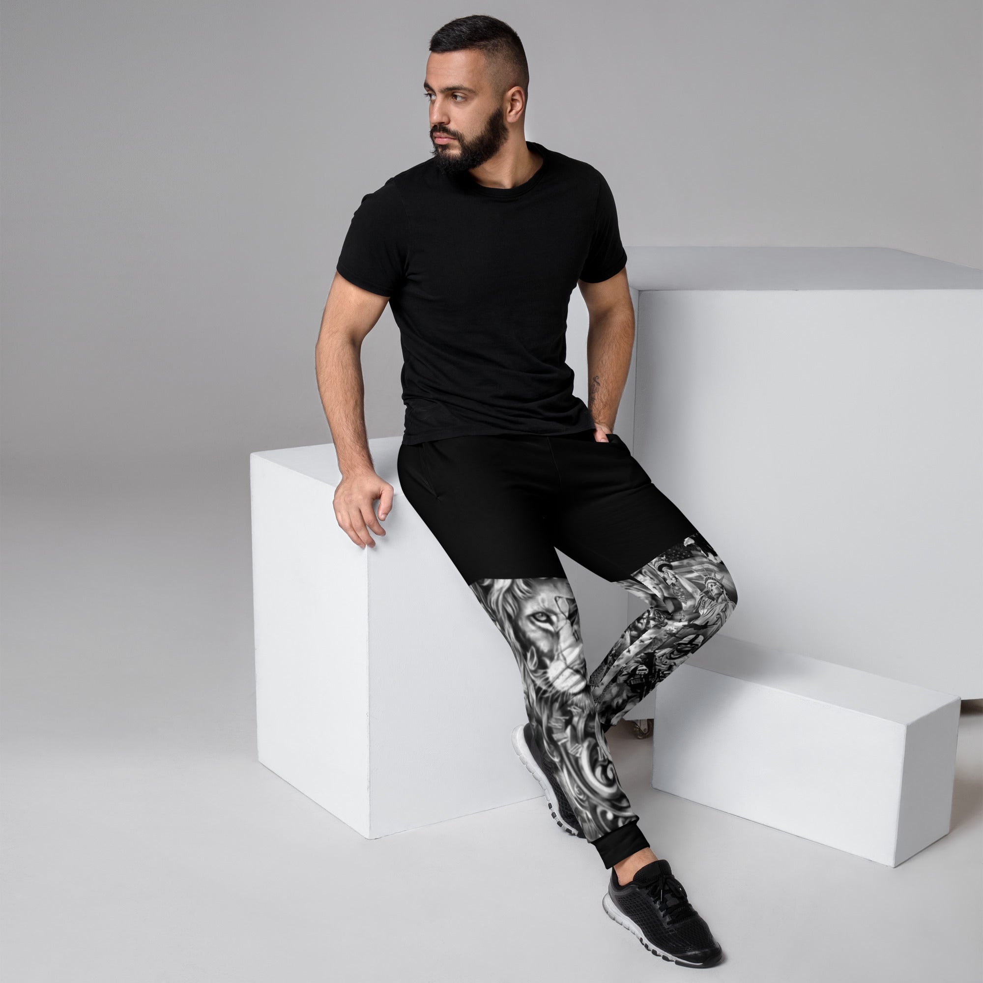 Gface Men's Black Joggers Patriot print