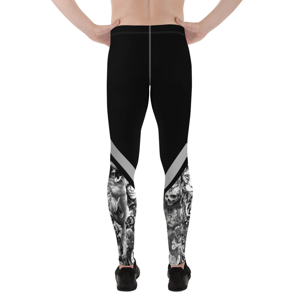 Gface Men's Leggings with pocket Patriot/Lion Print