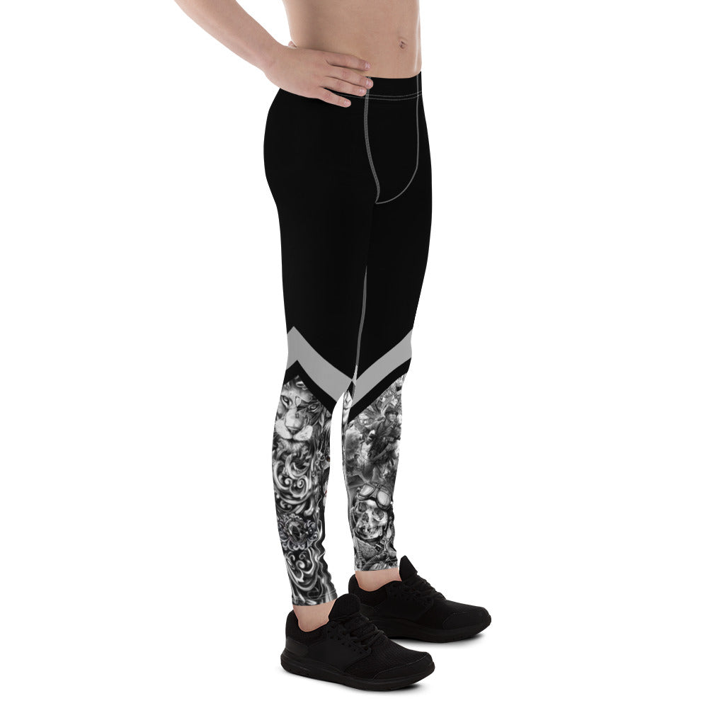 Gface Men's Leggings with pocket Patriot/Lion Print