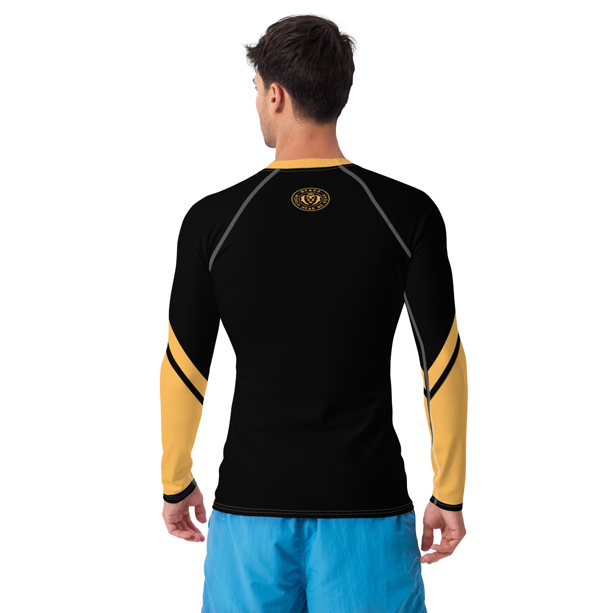 Gface Men's Rash Guard Black/Gold World Hear Me Roar