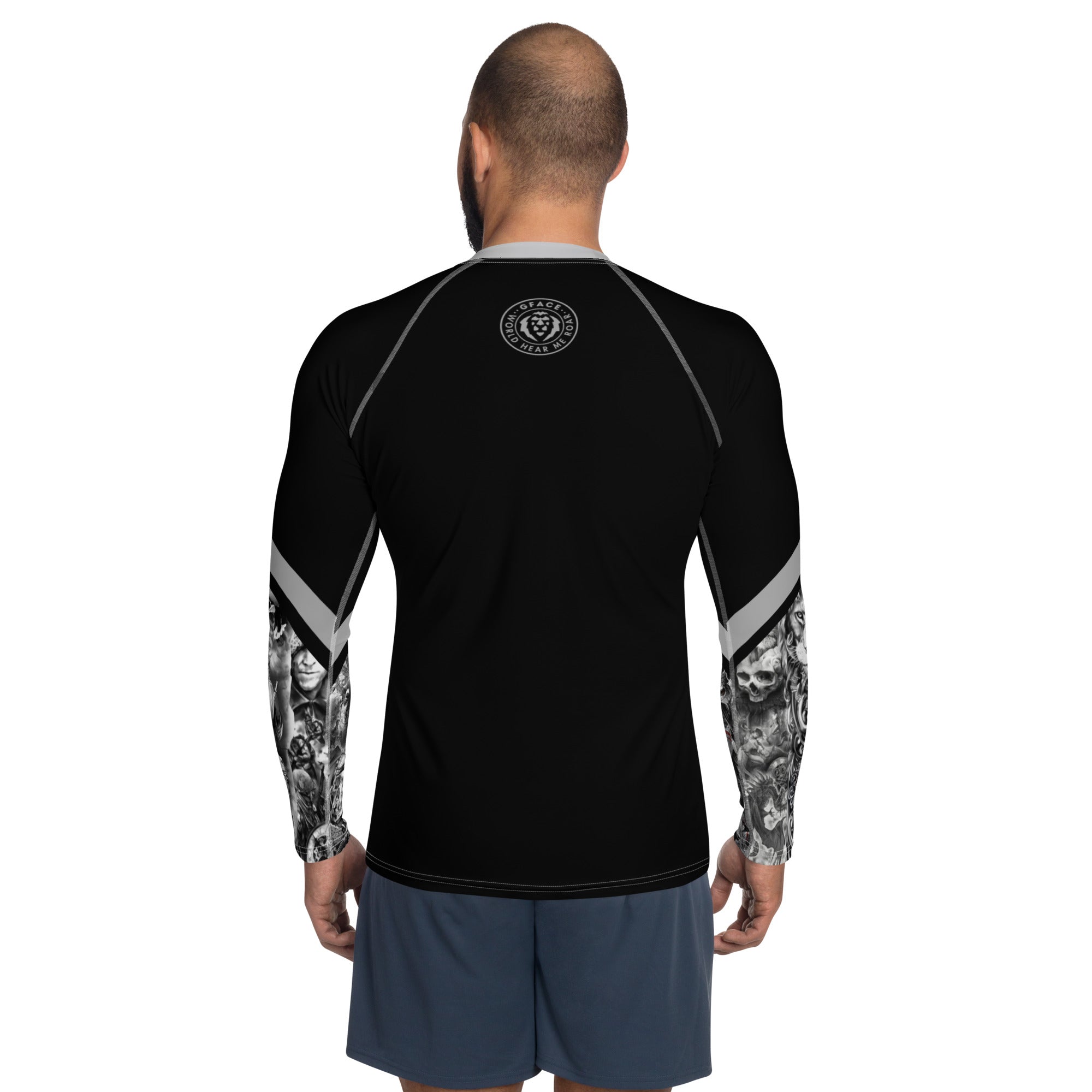 Gface Men's Rash Guard Patriot/Lion Print