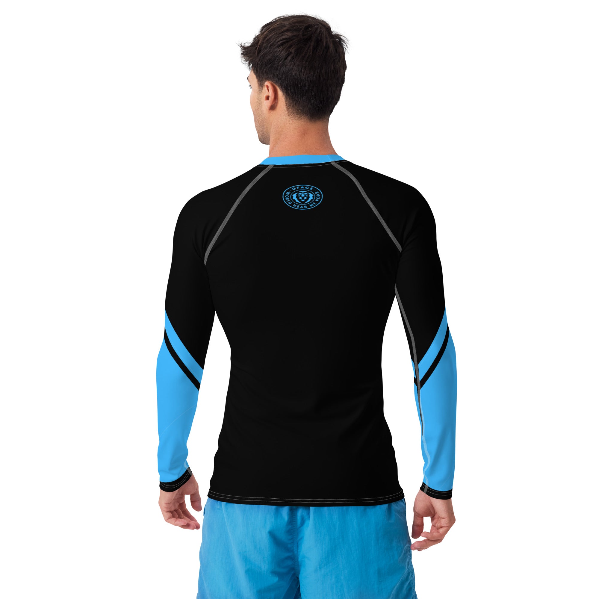 Men's Rash Guard GFACE Black/Blue World Hear Me Roar