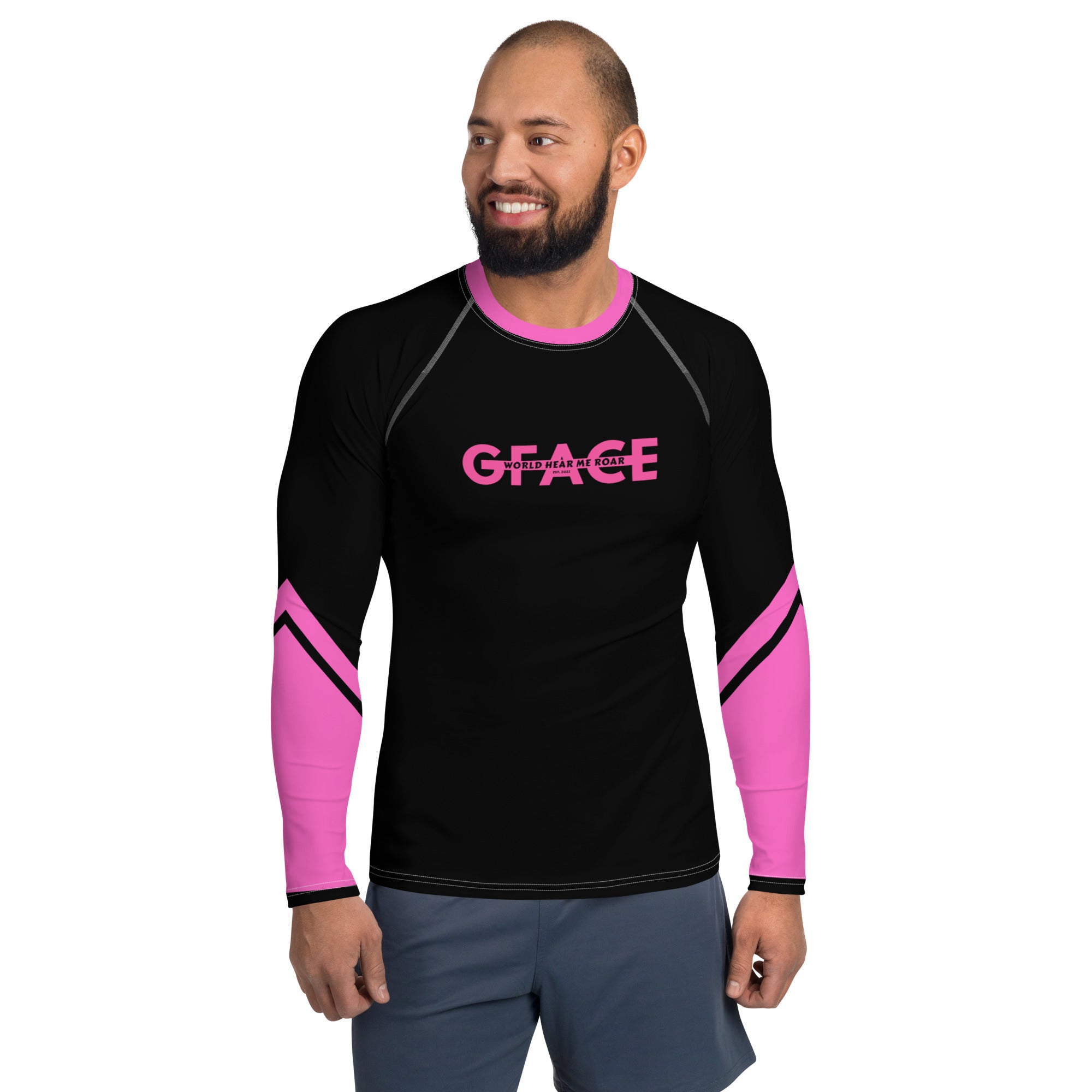 Men's black/pink Rash Guard GFACE