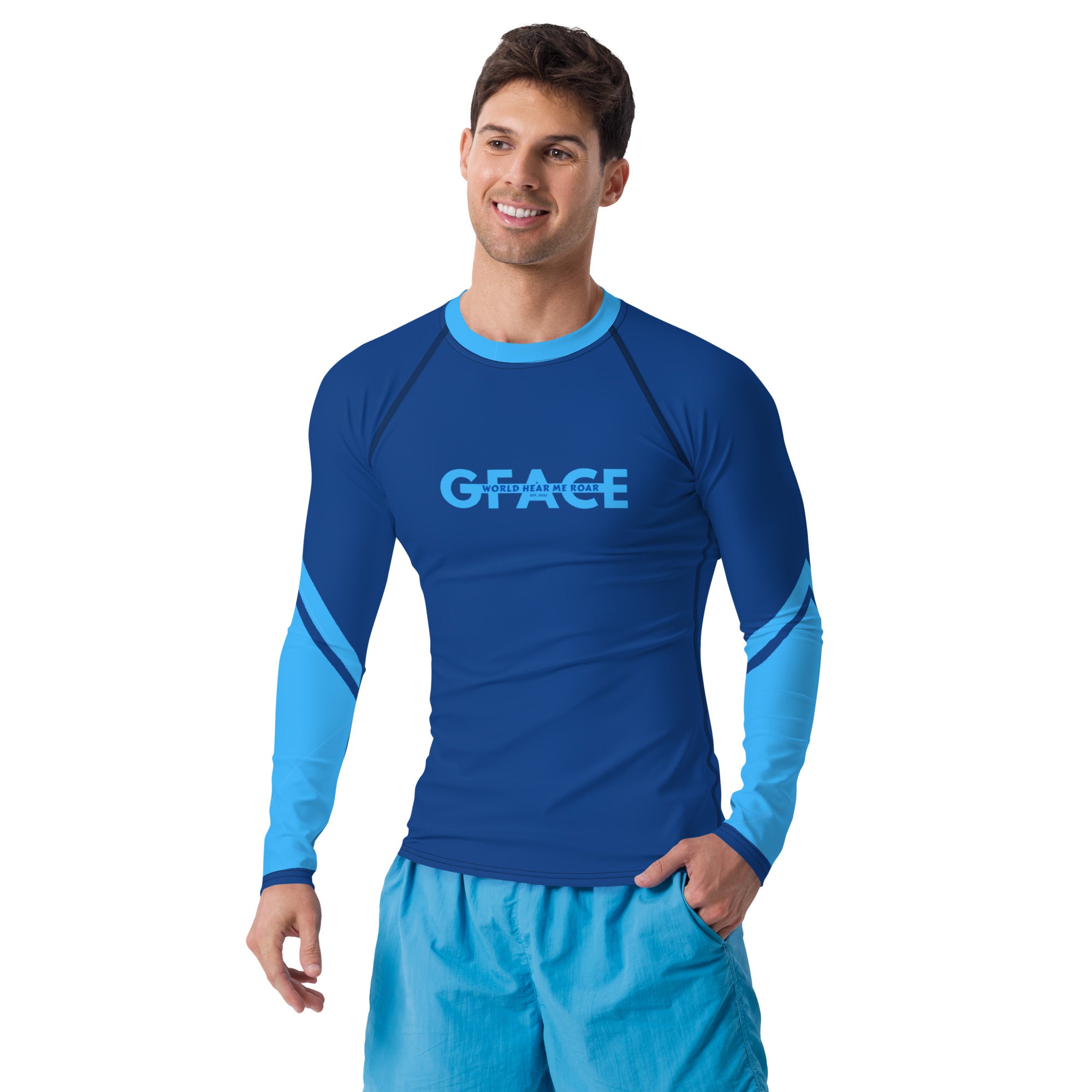 Men's Gface 2-Tone Blue Rash Guard