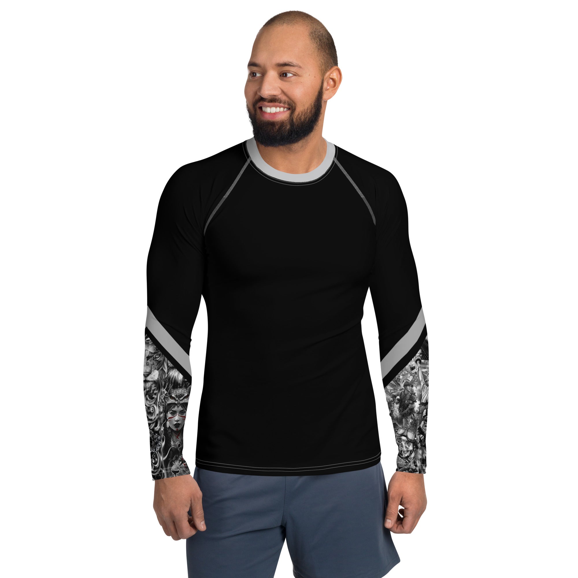 Gface Men's Rash Guard Patriot/Lion Print