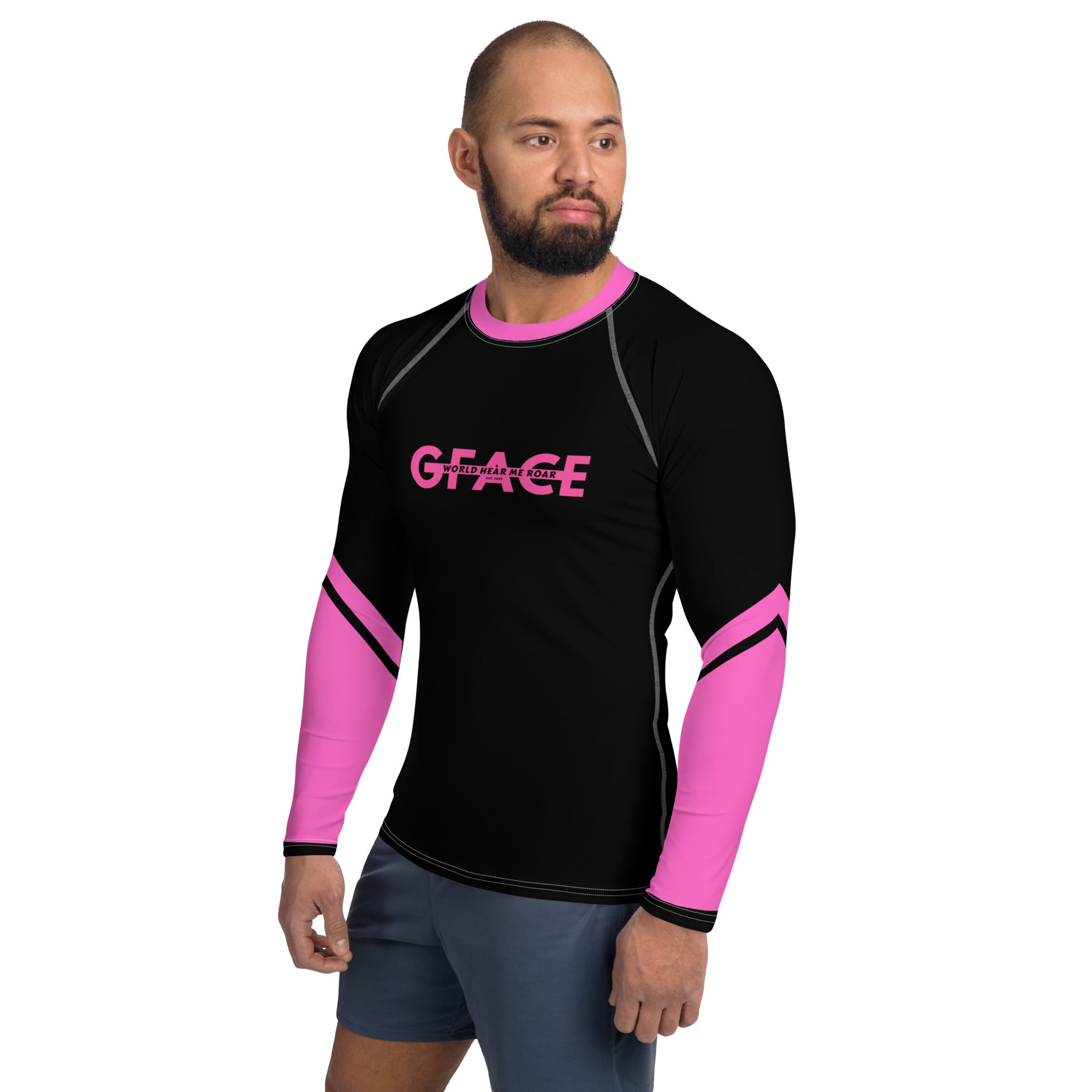 Men's black/pink Rash Guard GFACE