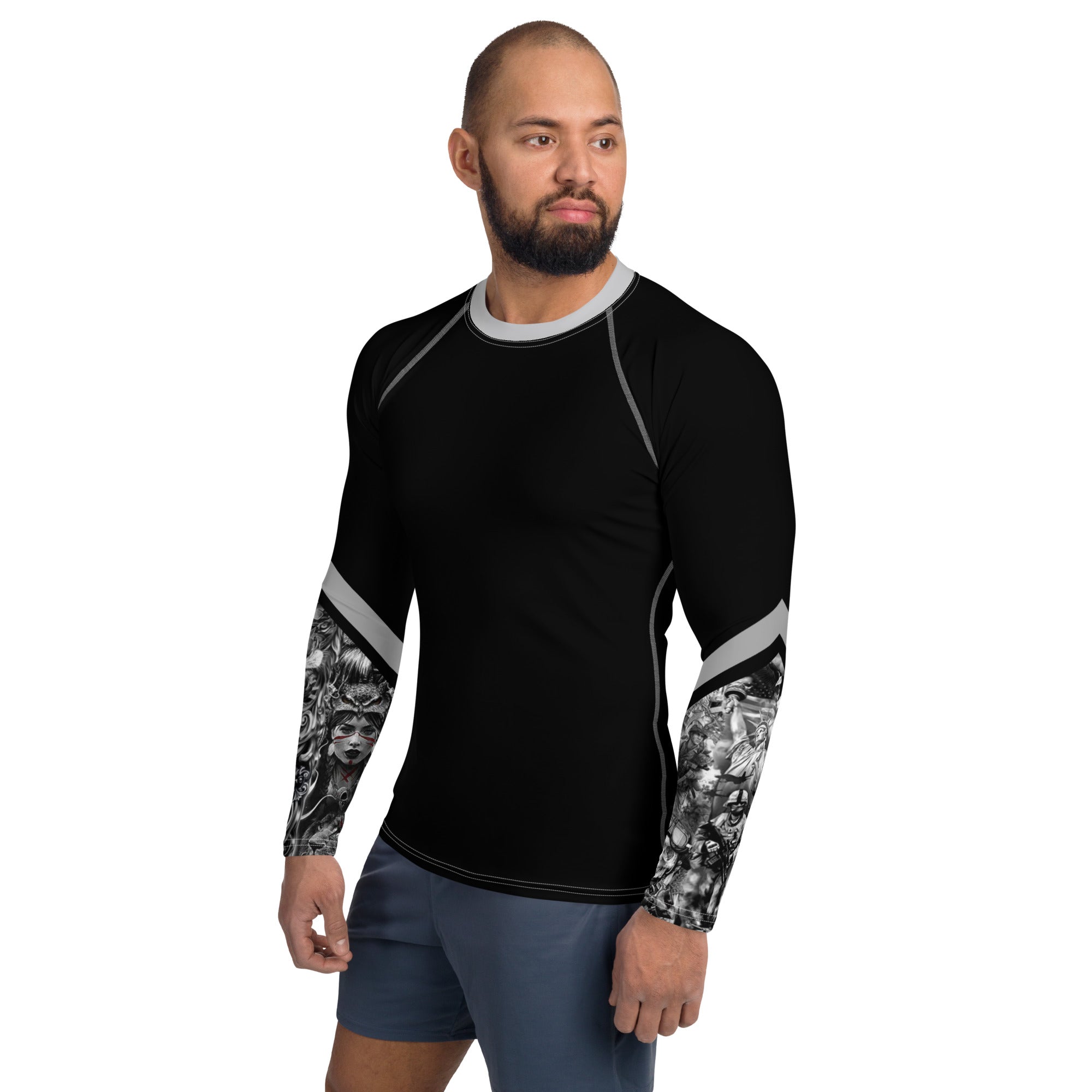 Gface Men's Rash Guard Patriot/Lion Print