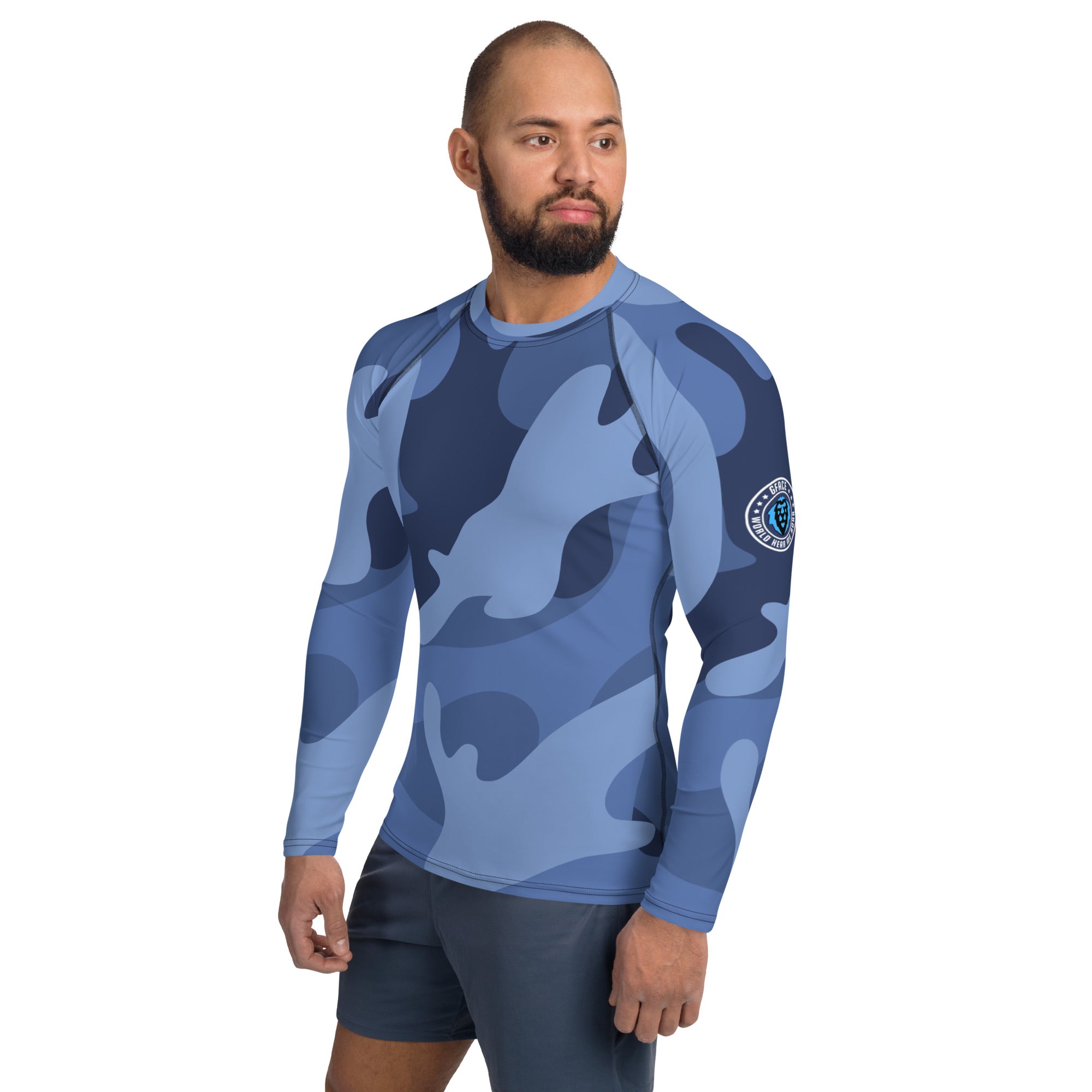 Gface Blue Camo-Incognito Men's Rash Guard