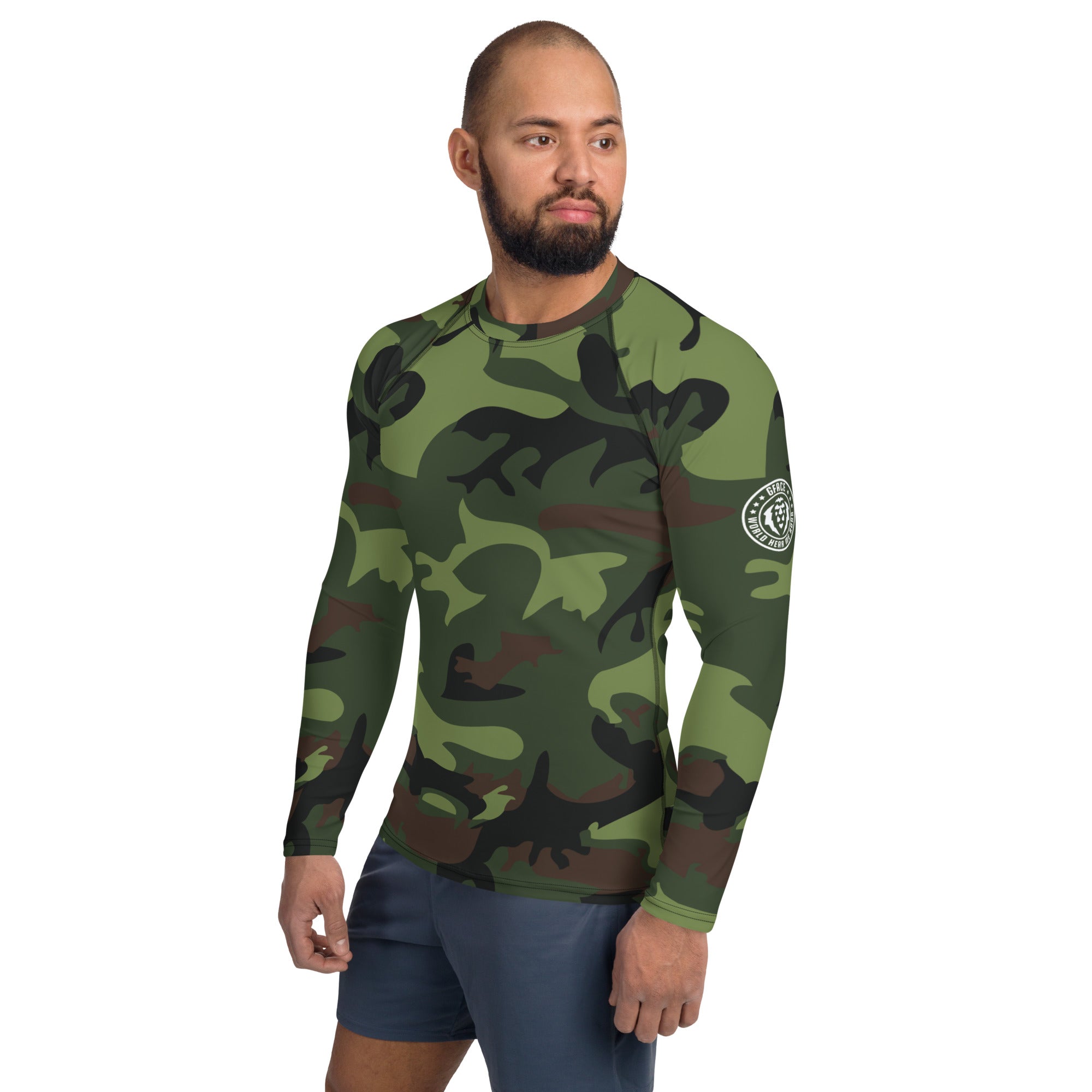 Gface Green Camo-Incognito Men's Rash Guard