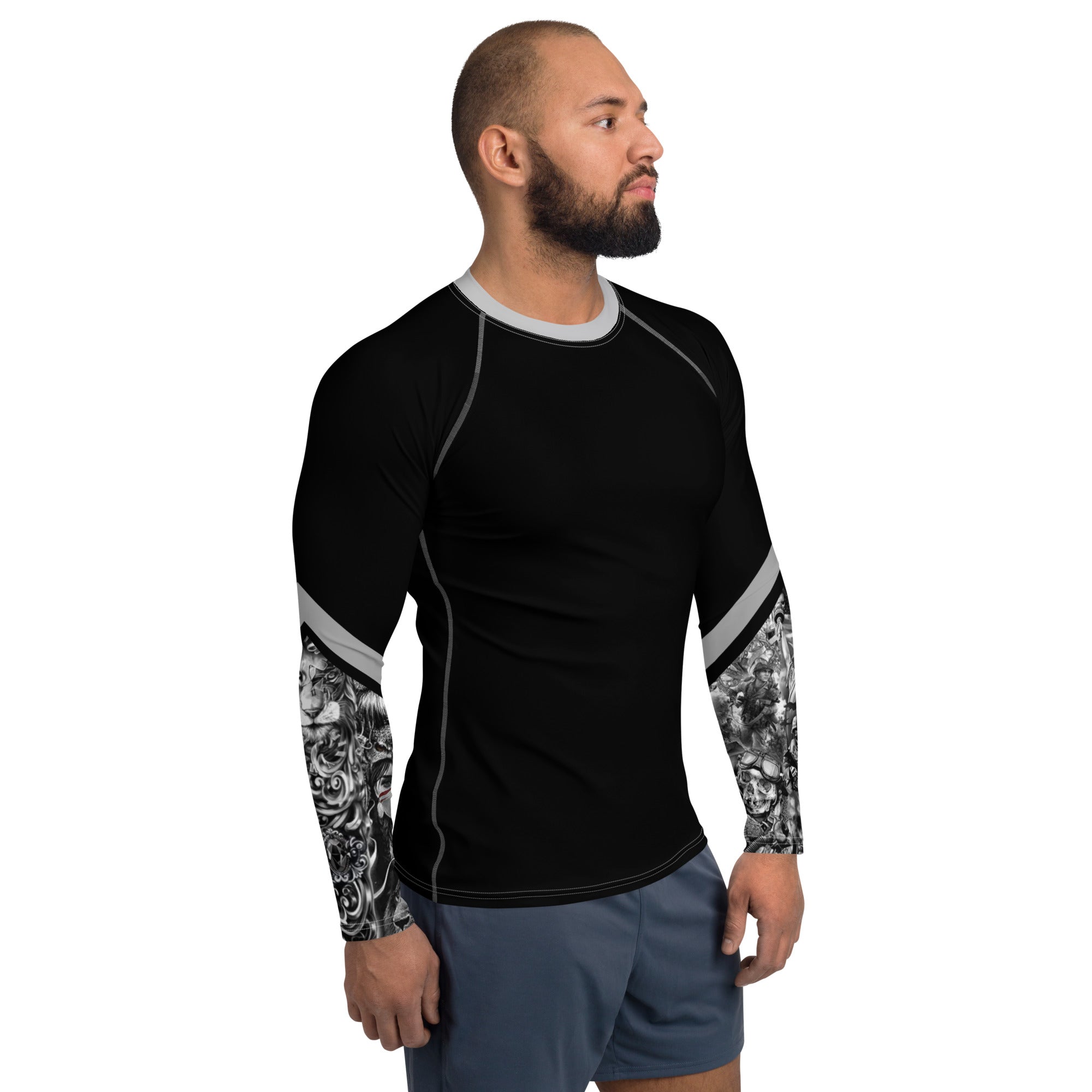 Gface Men's Rash Guard Patriot/Lion Print