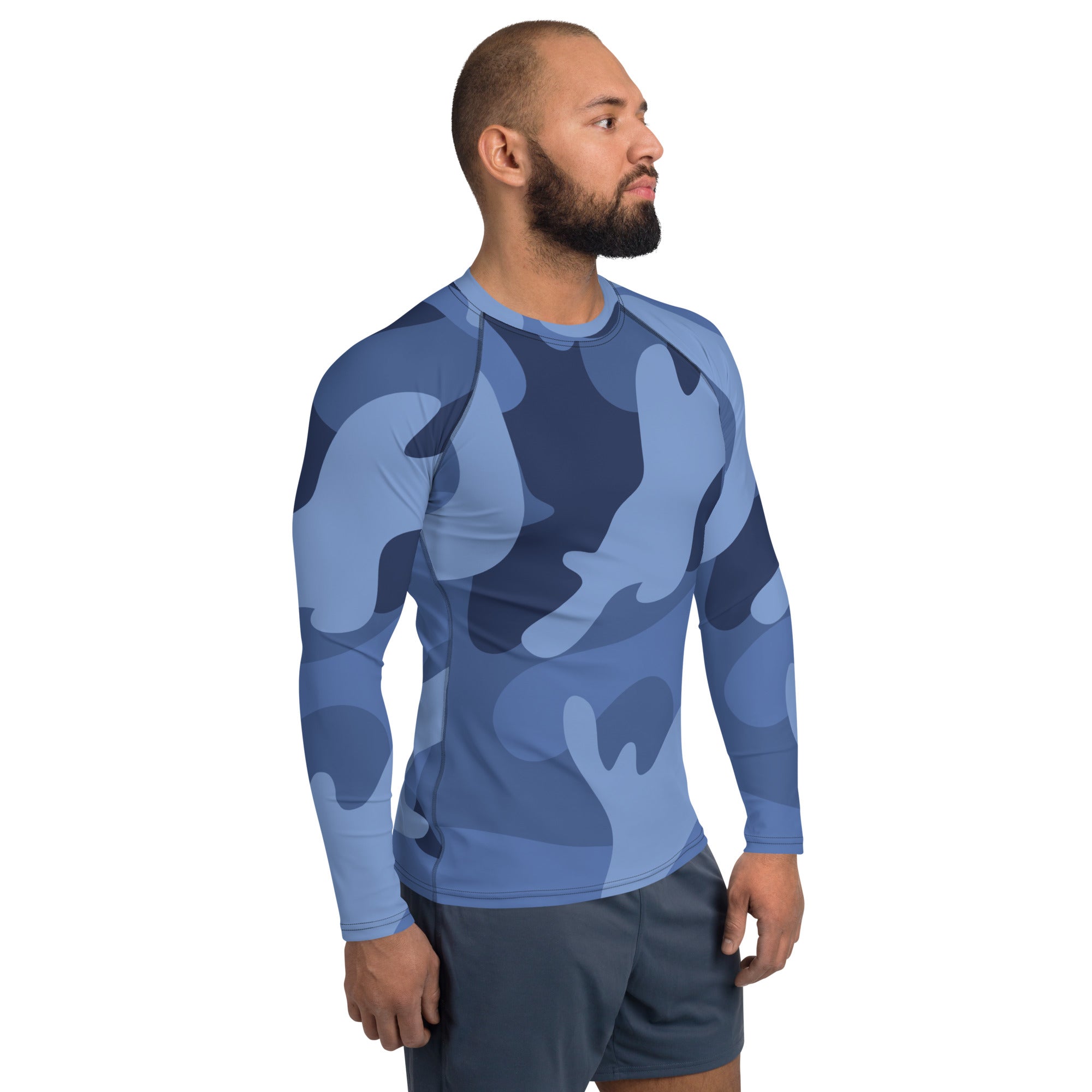 Gface Blue Camo-Incognito Men's Rash Guard