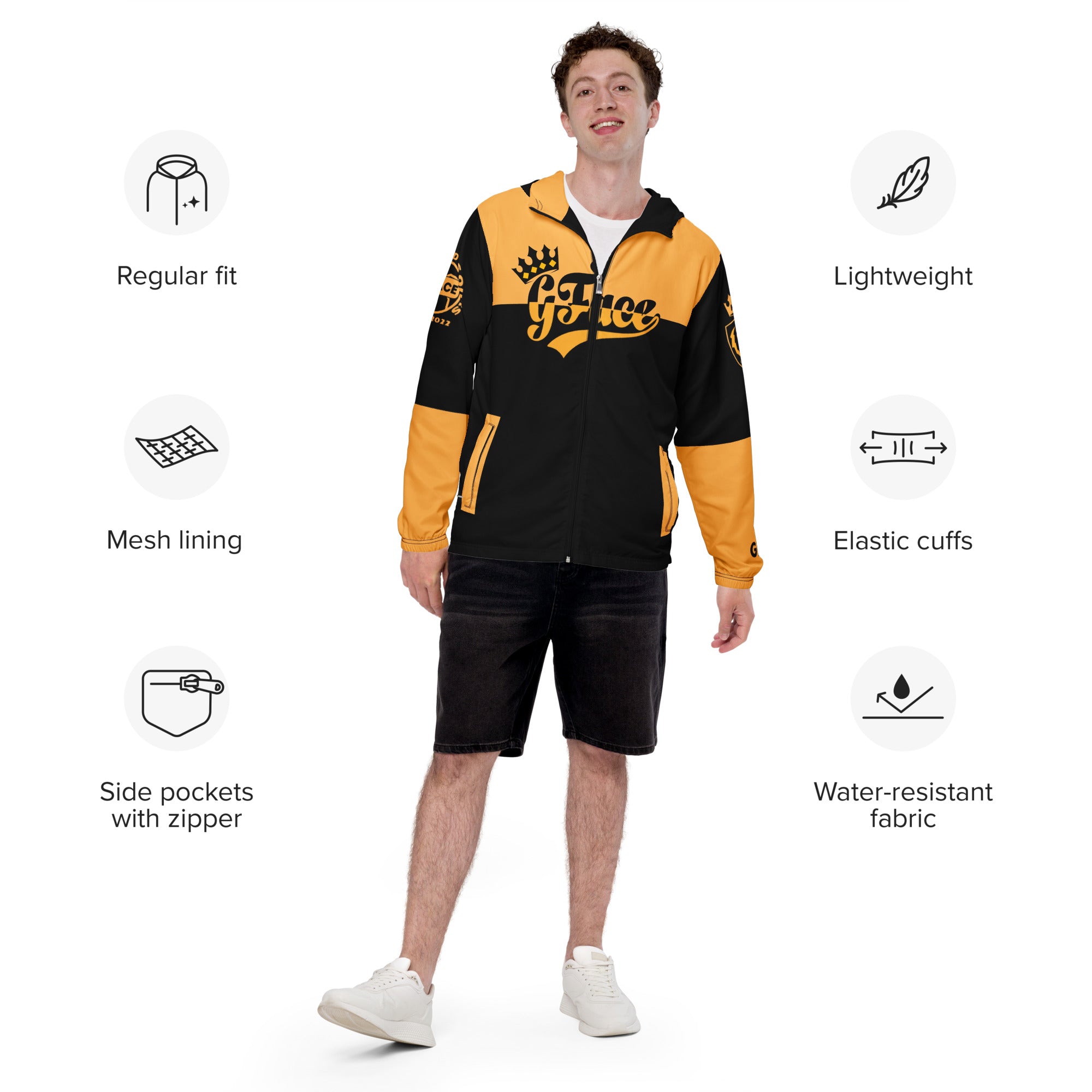 Men’s 2-tone (B/Gold) Windbreaker Gface King Swag