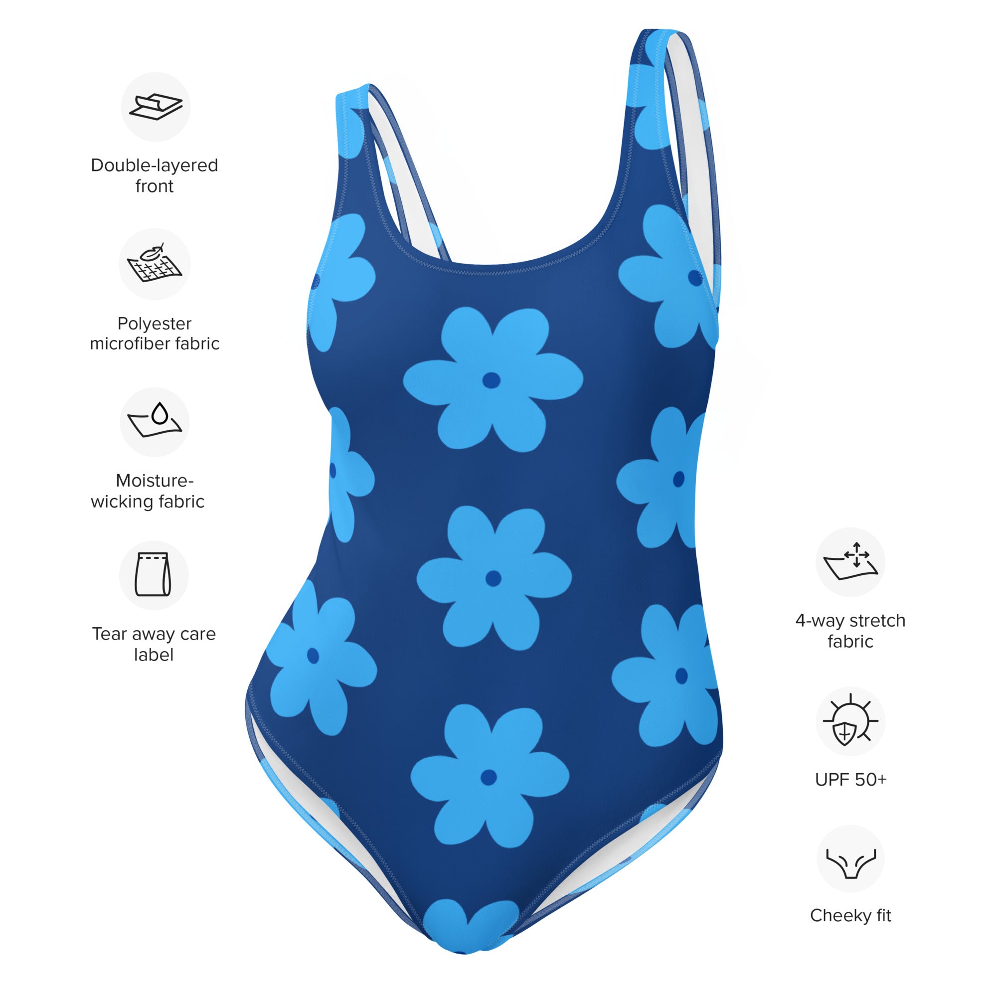 One-Piece Blue Flower GFACE Swimsuit