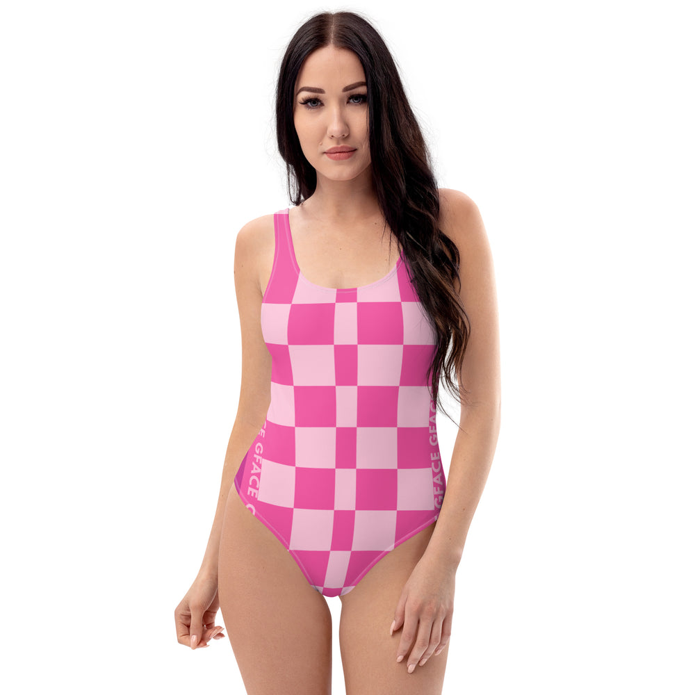 One-Piece Pink Checker GFACE Swimsuit