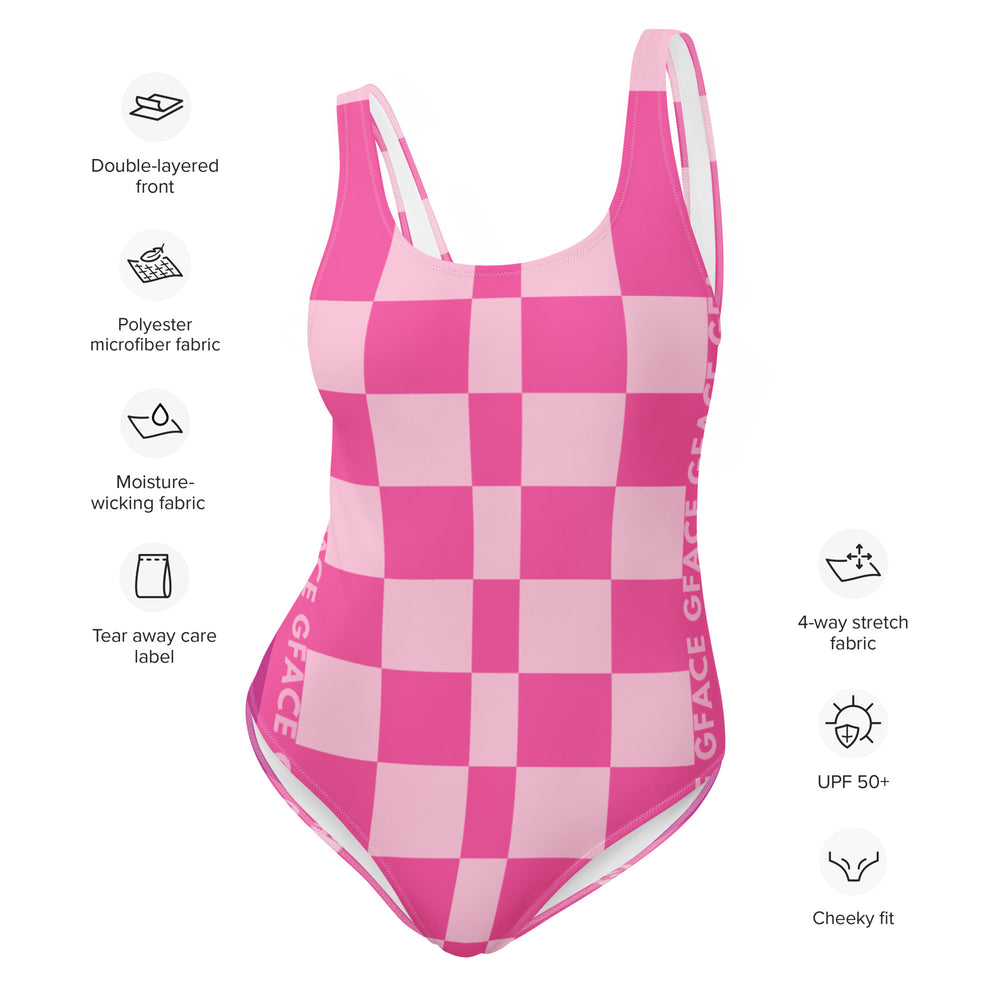 One-Piece Pink Checker GFACE Swimsuit