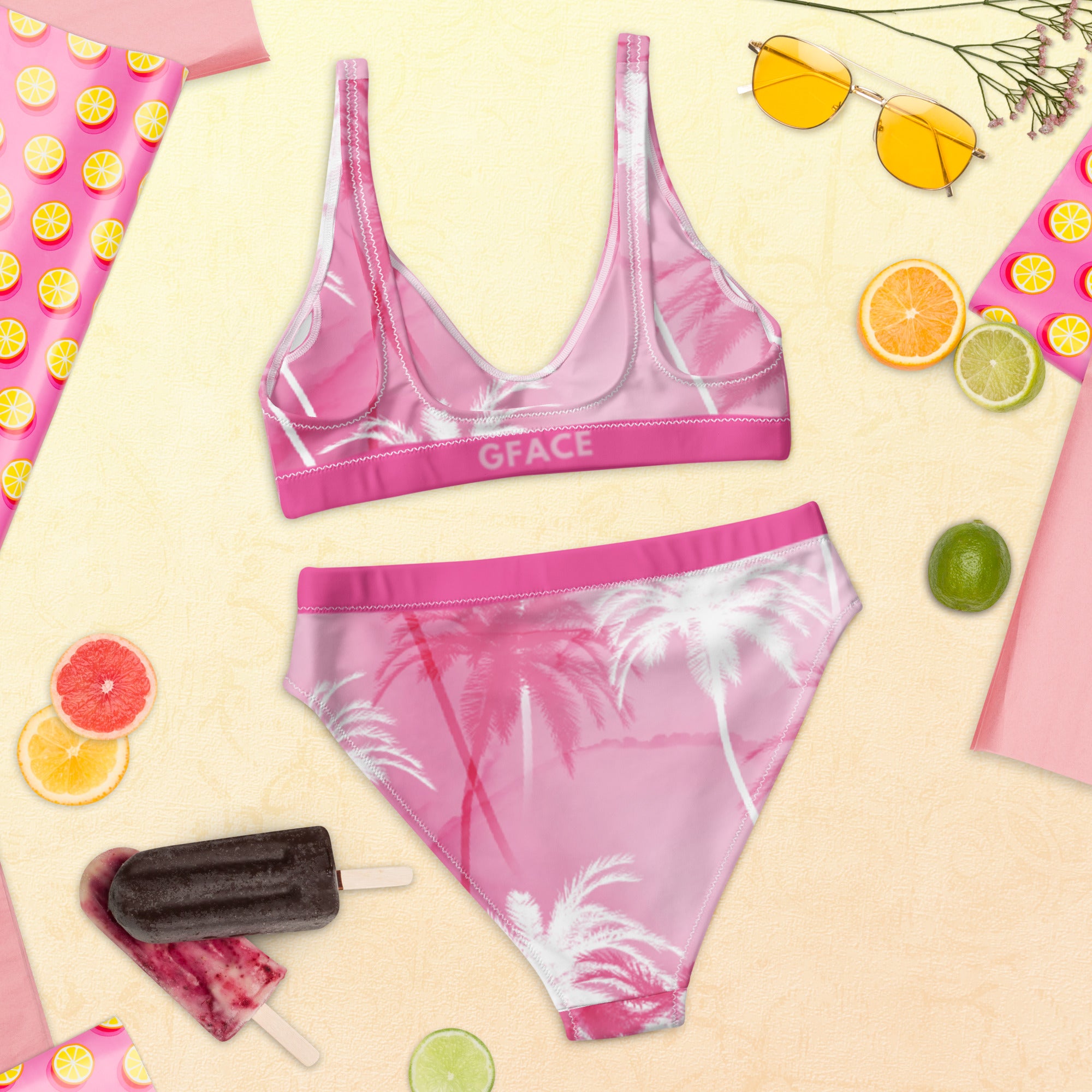 High-waisted bikini Pink Floral Gface Beach Swag