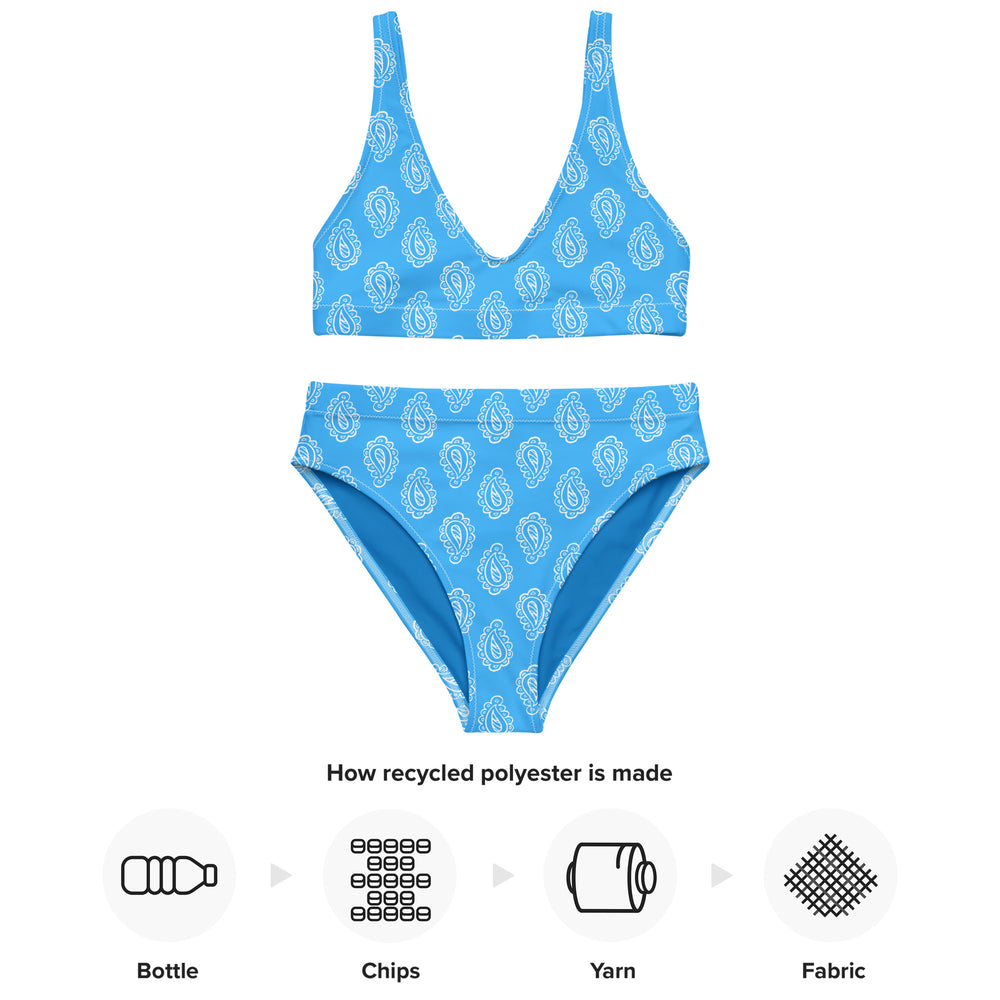 Gface Blue Bandana Printed Recycled high-waisted bikini