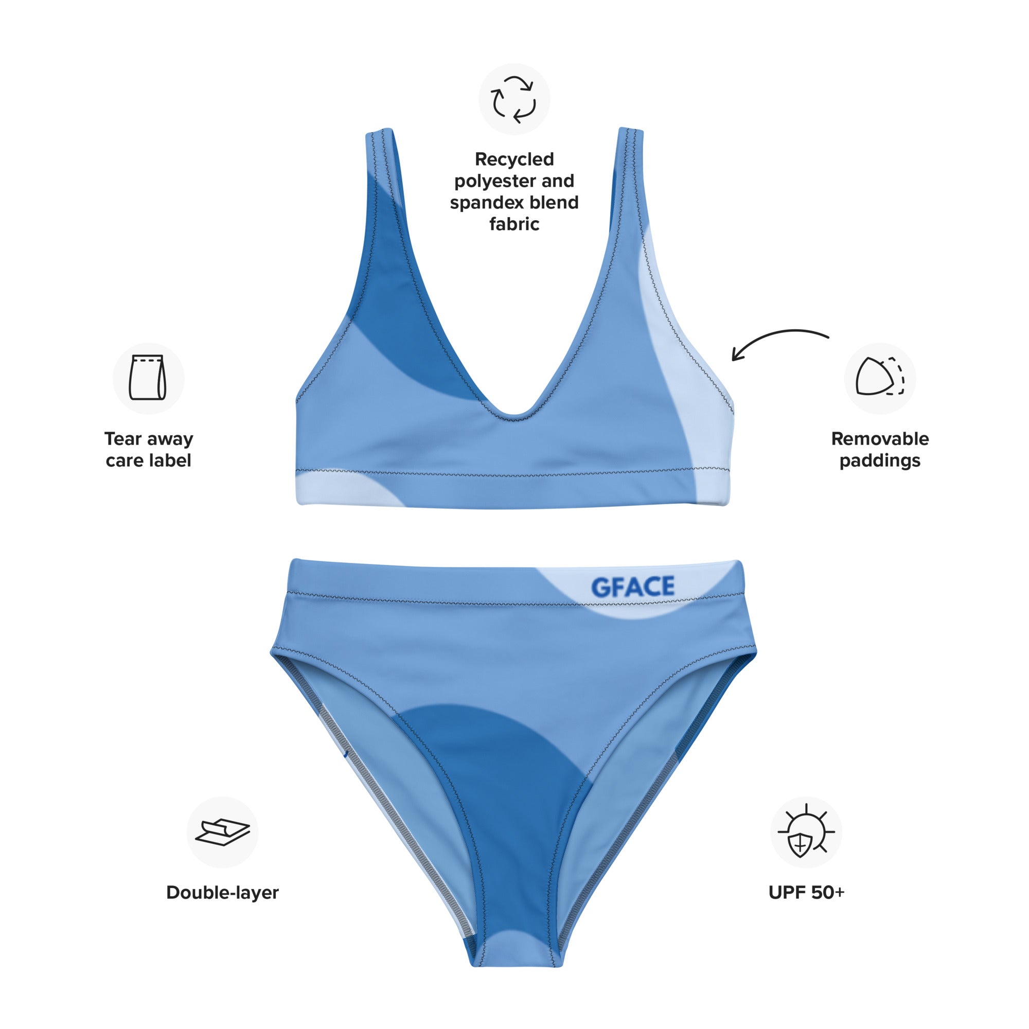 High-waisted blue abstract bikini Gface Beach Swag