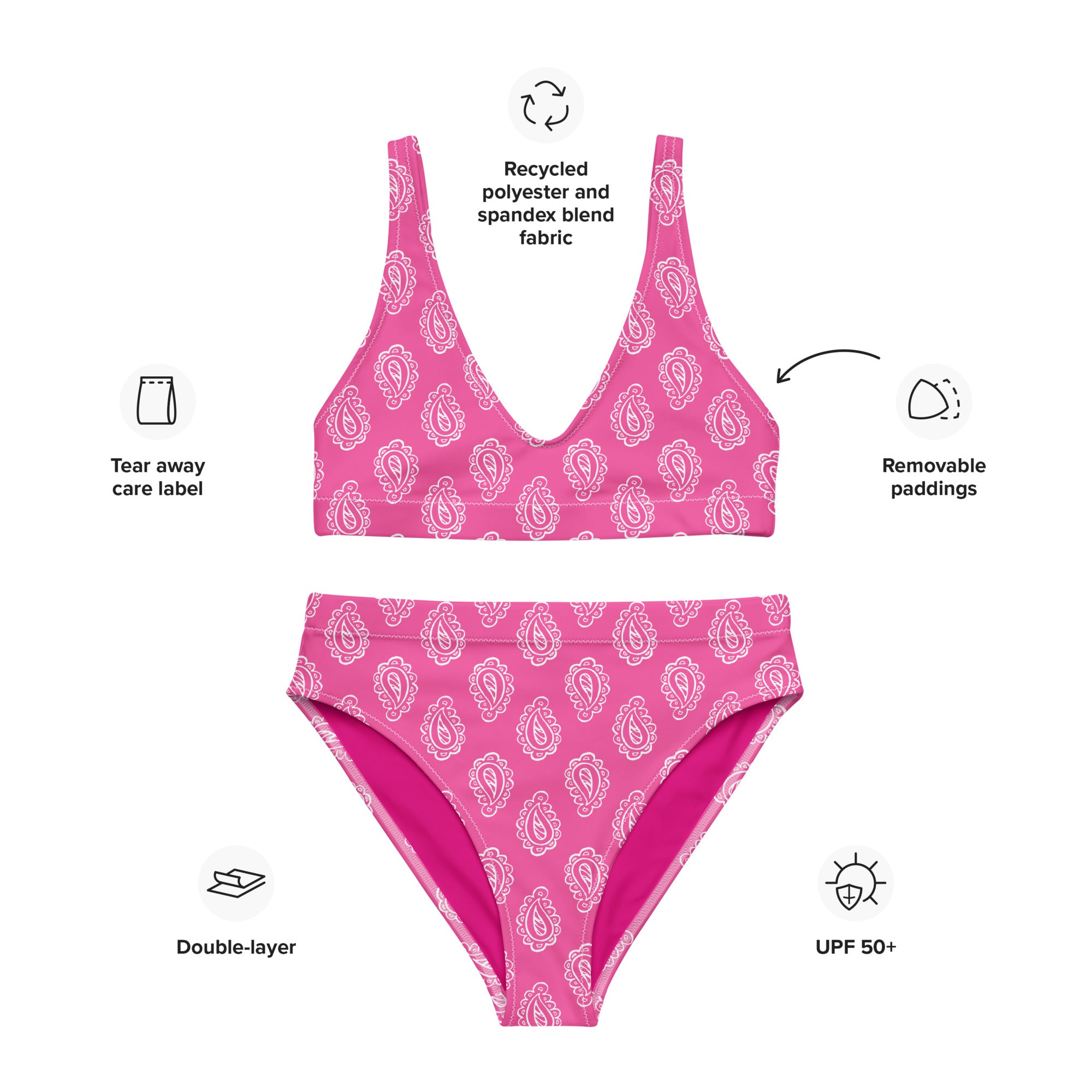 Gface Pink Bandana Printed Recycled high-waisted bikini