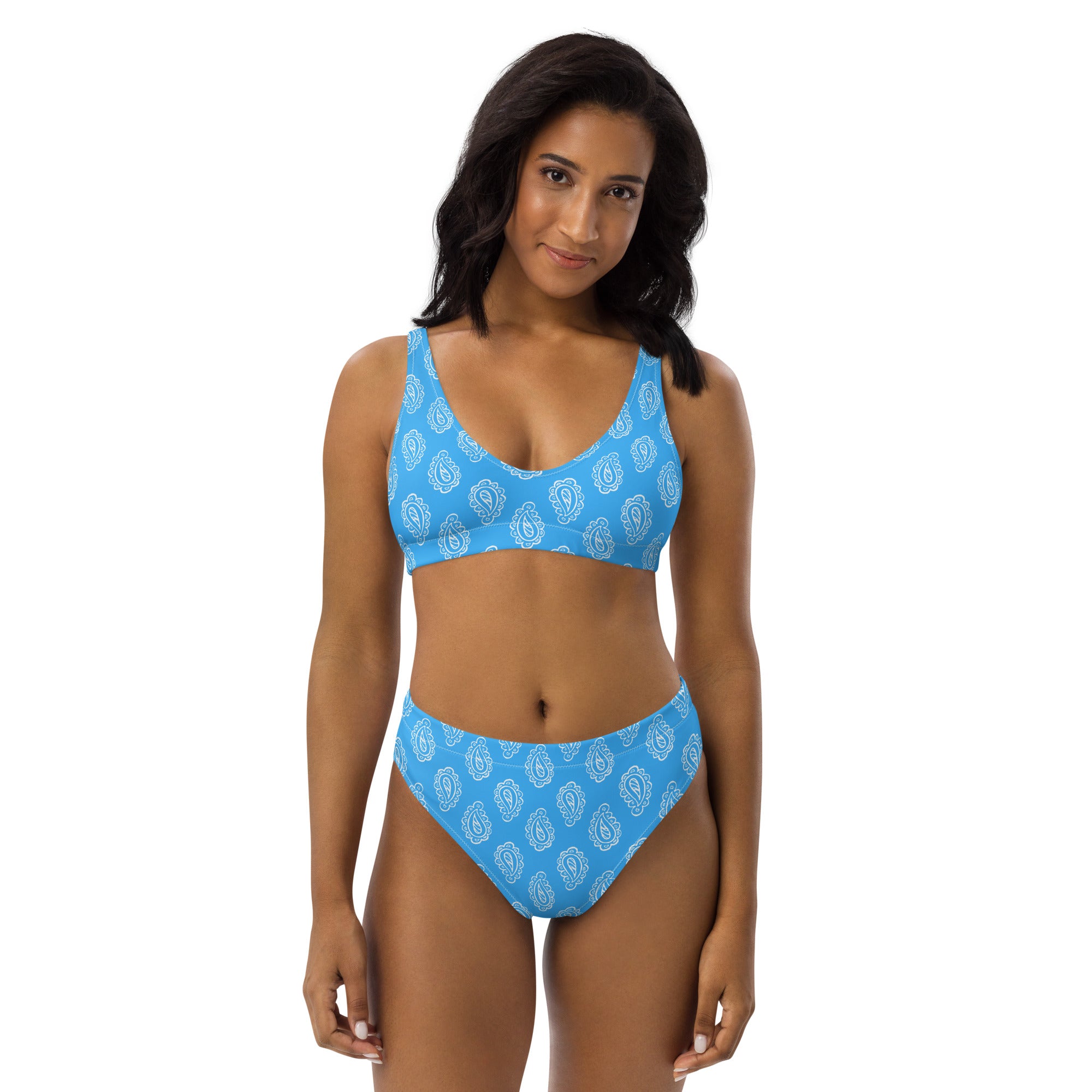 Gface Blue Bandana Printed Recycled high-waisted bikini