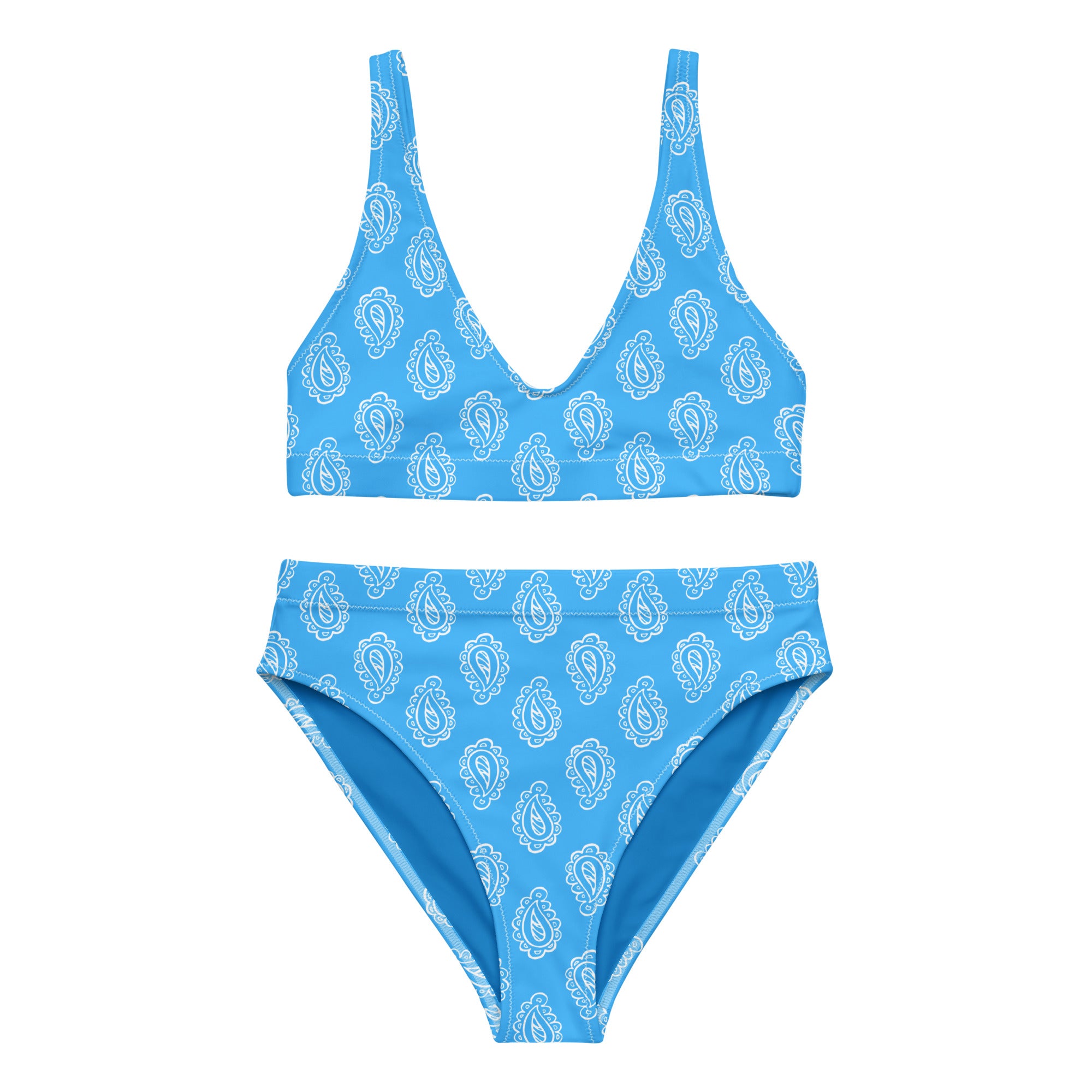 Gface Blue Bandana Printed Recycled high-waisted bikini