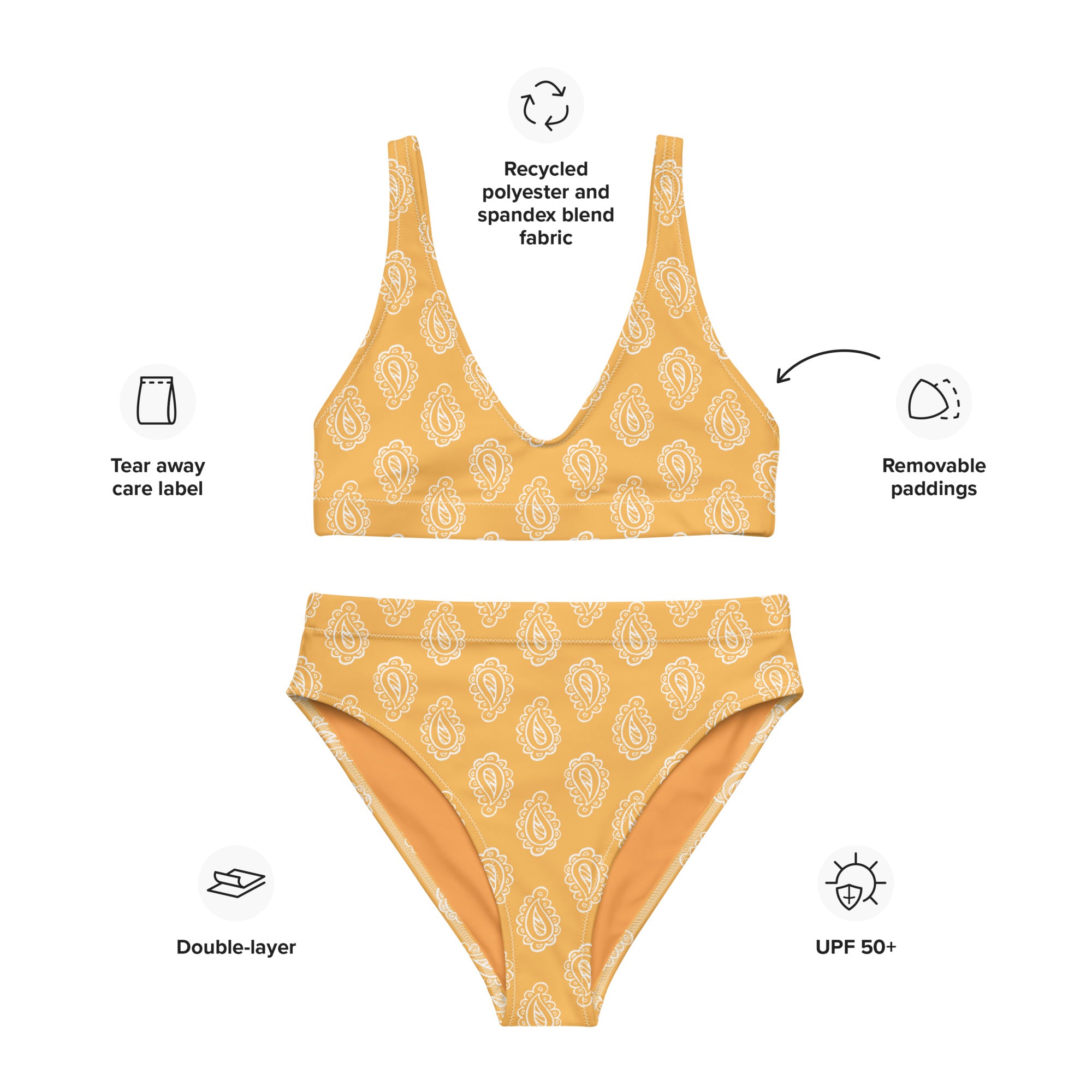 Gface Gold Bandana Printed Recycled high-waisted bikini