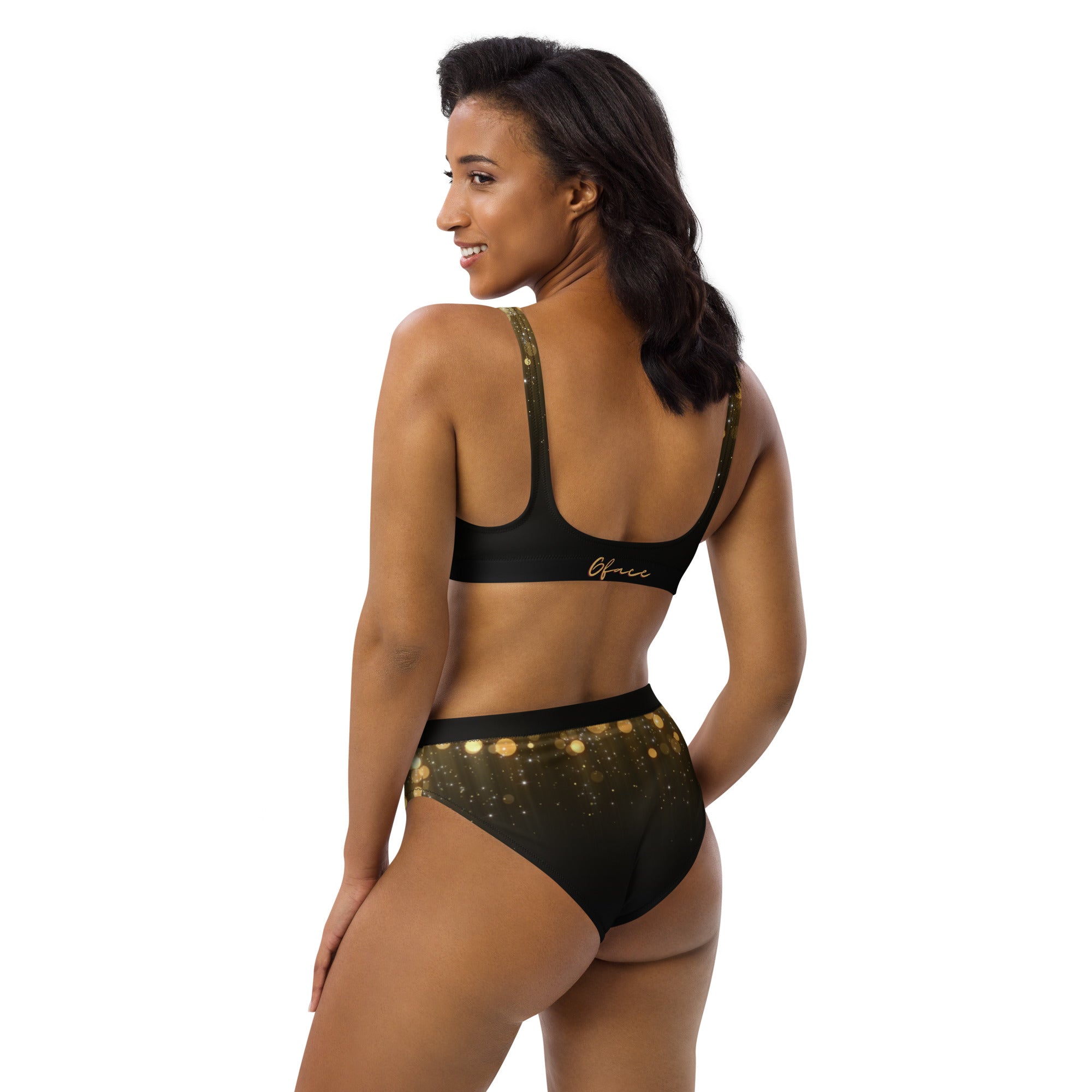 High-waisted bikini Gold ilumina Gface Beach Swag