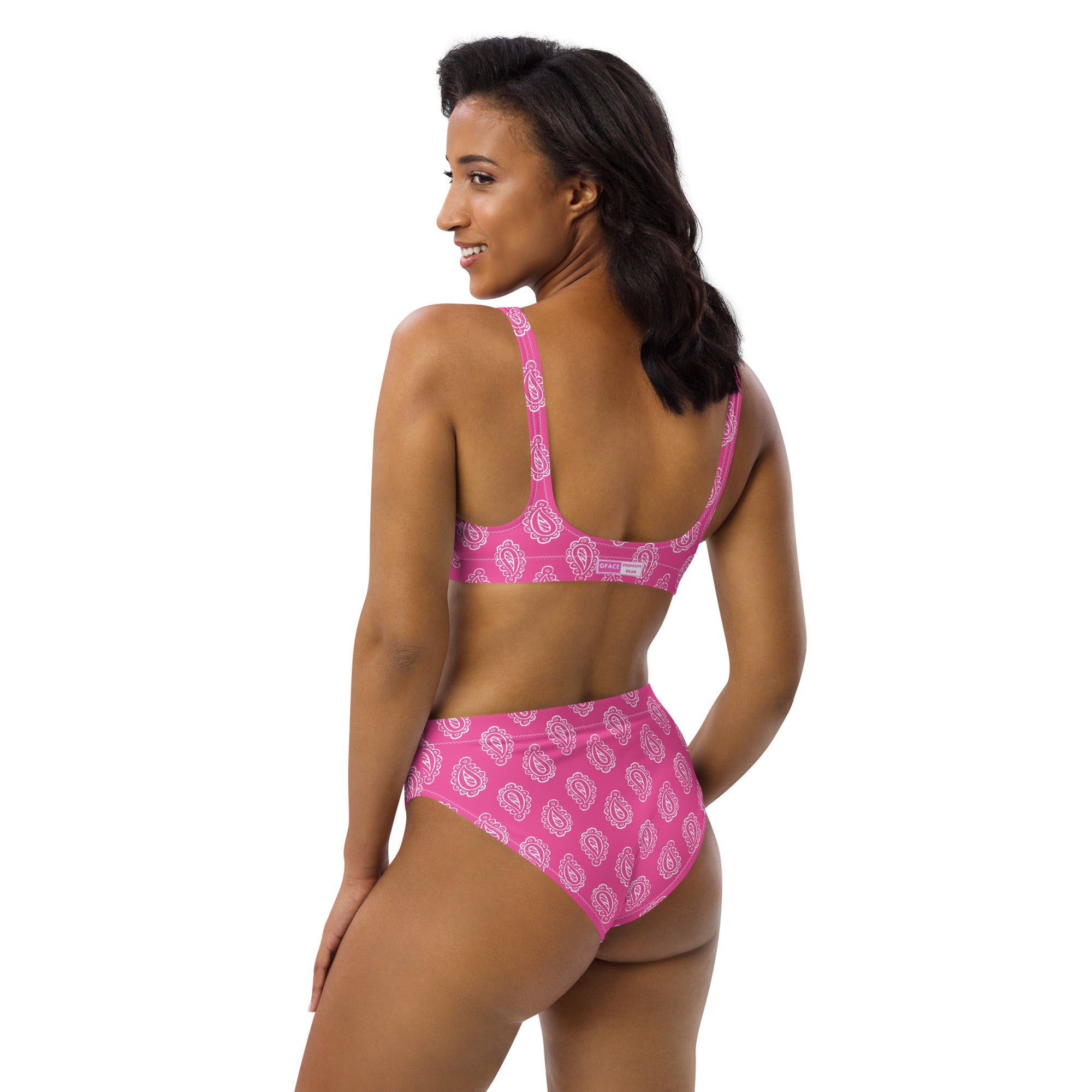 Gface Pink Bandana Printed Recycled high-waisted bikini