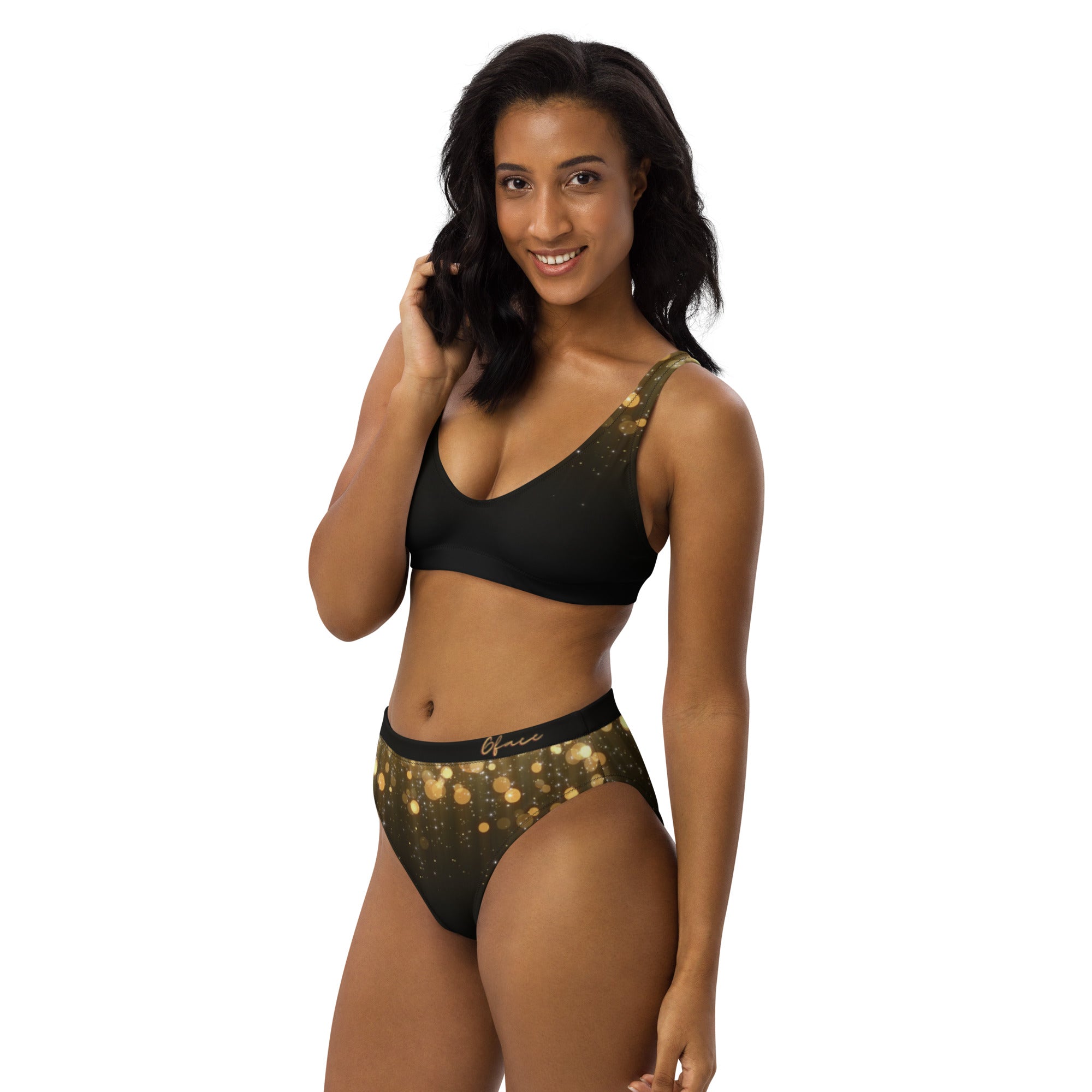 High-waisted bikini Gold ilumina Gface Beach Swag