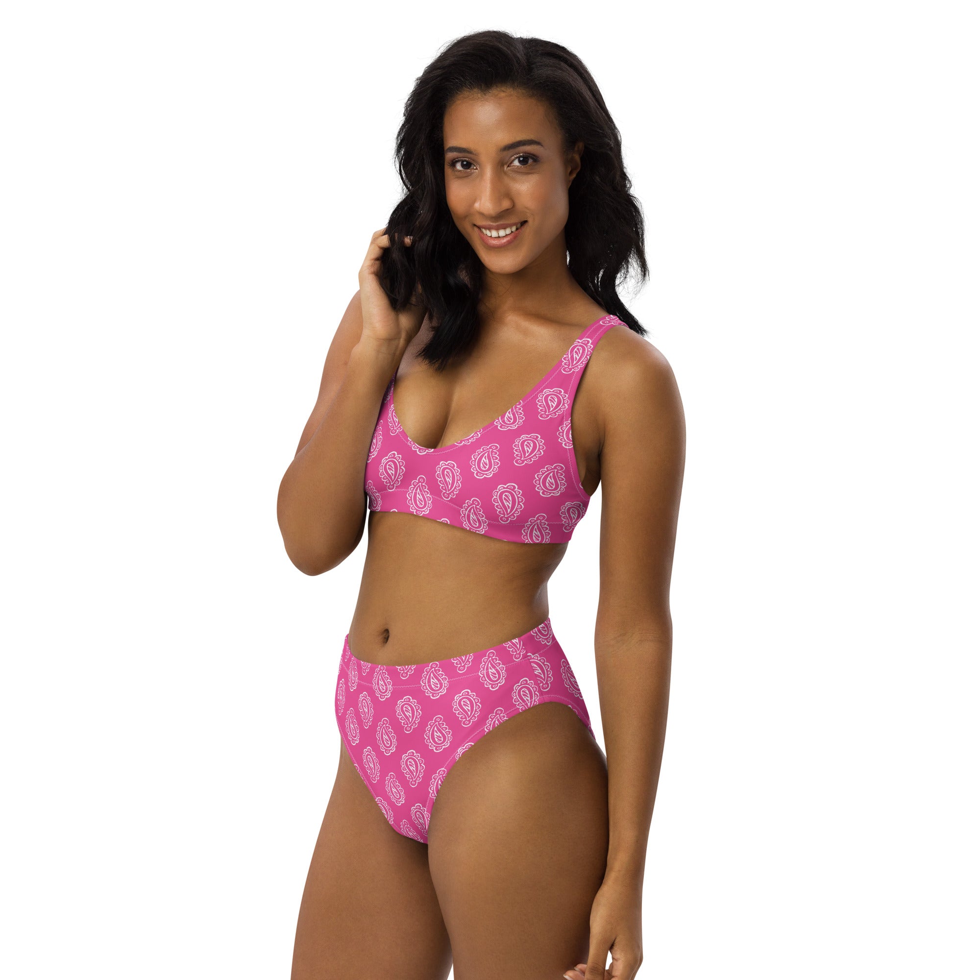 Gface Pink Bandana Printed Recycled high-waisted bikini