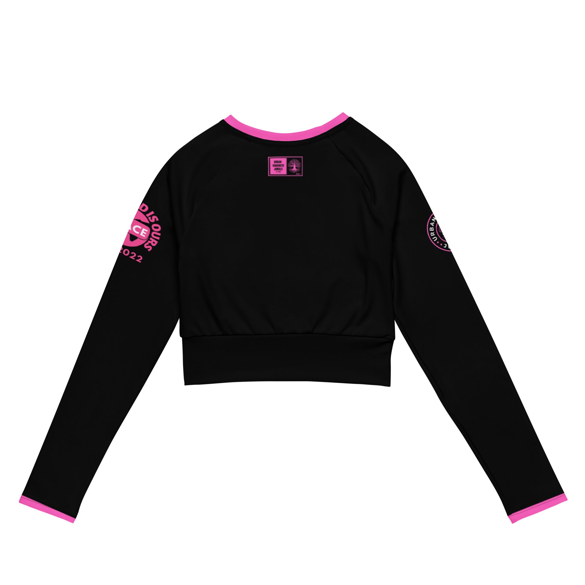 Recycled long-sleeve Gface Pink logo Urban Concrete Jungle crop top