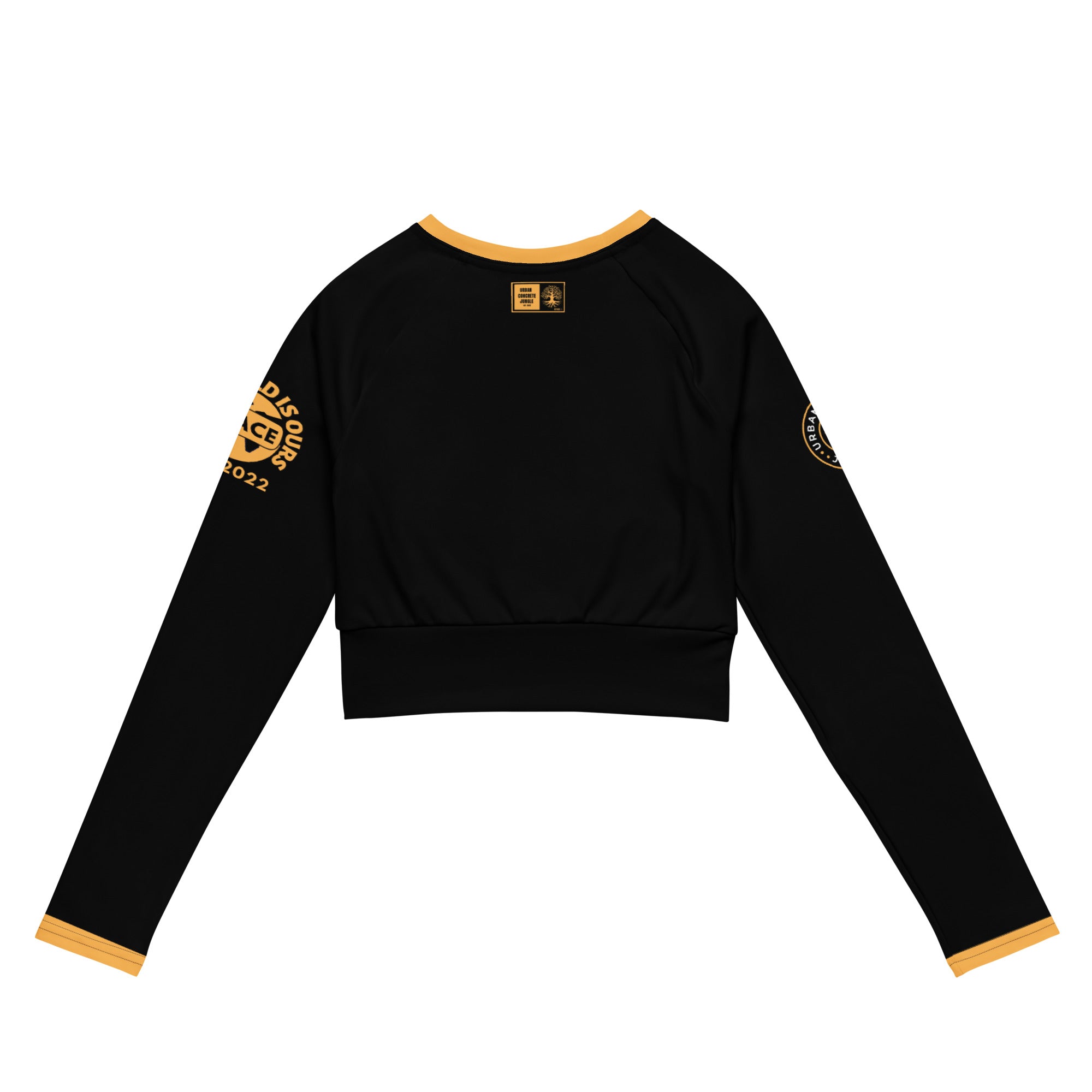 Recycled long-sleeve GFACE Gold logo Urban Concrete Jungle crop top