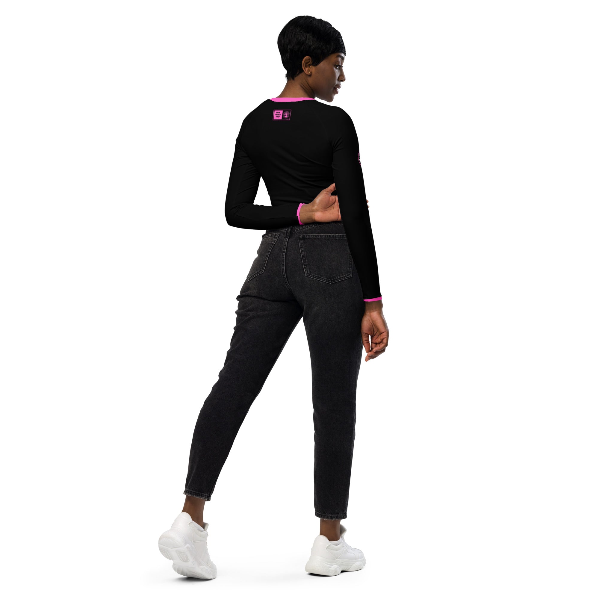 Recycled long-sleeve Gface Pink logo Urban Concrete Jungle crop top