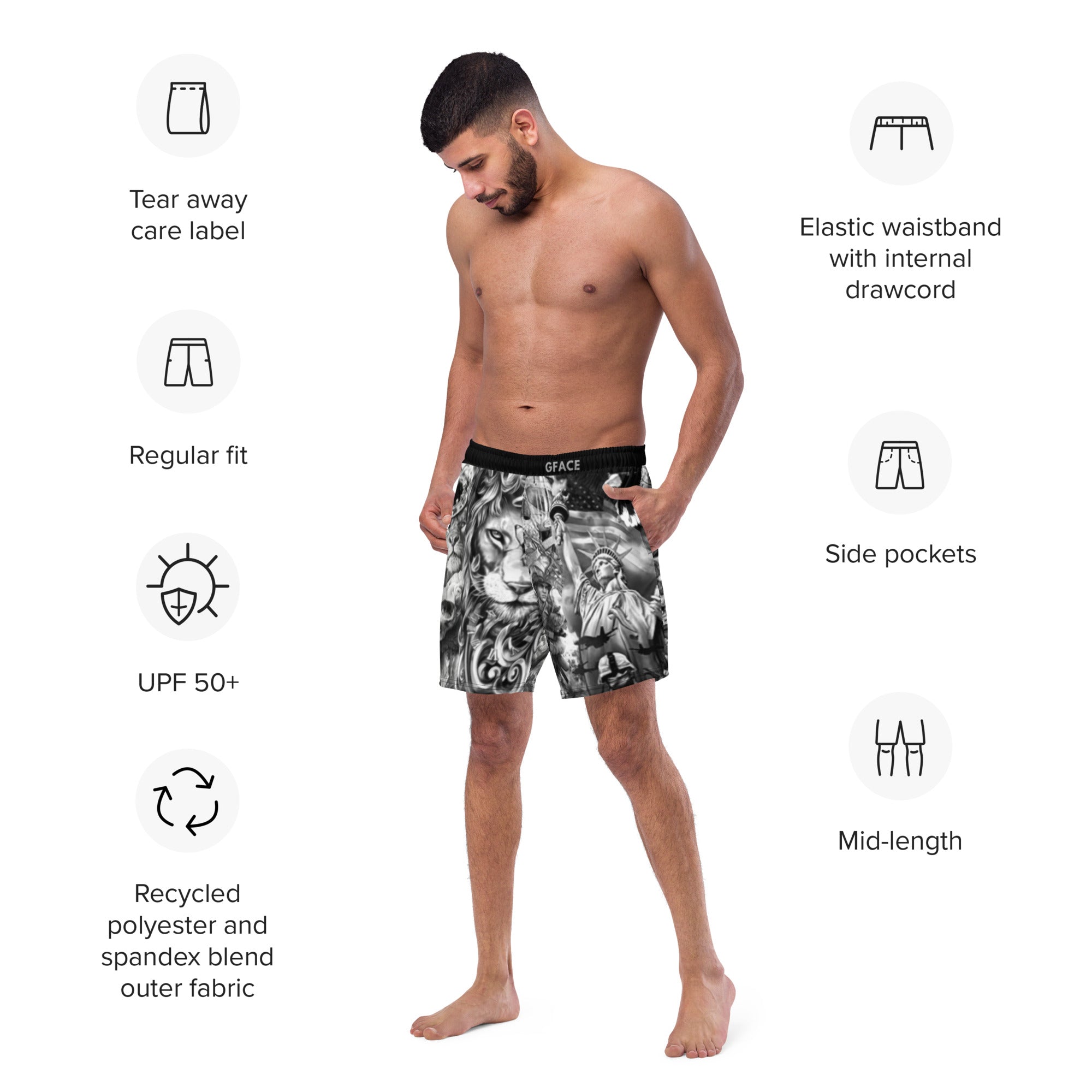 Men's swim trunks Tattoo Print Gface Beach Swag