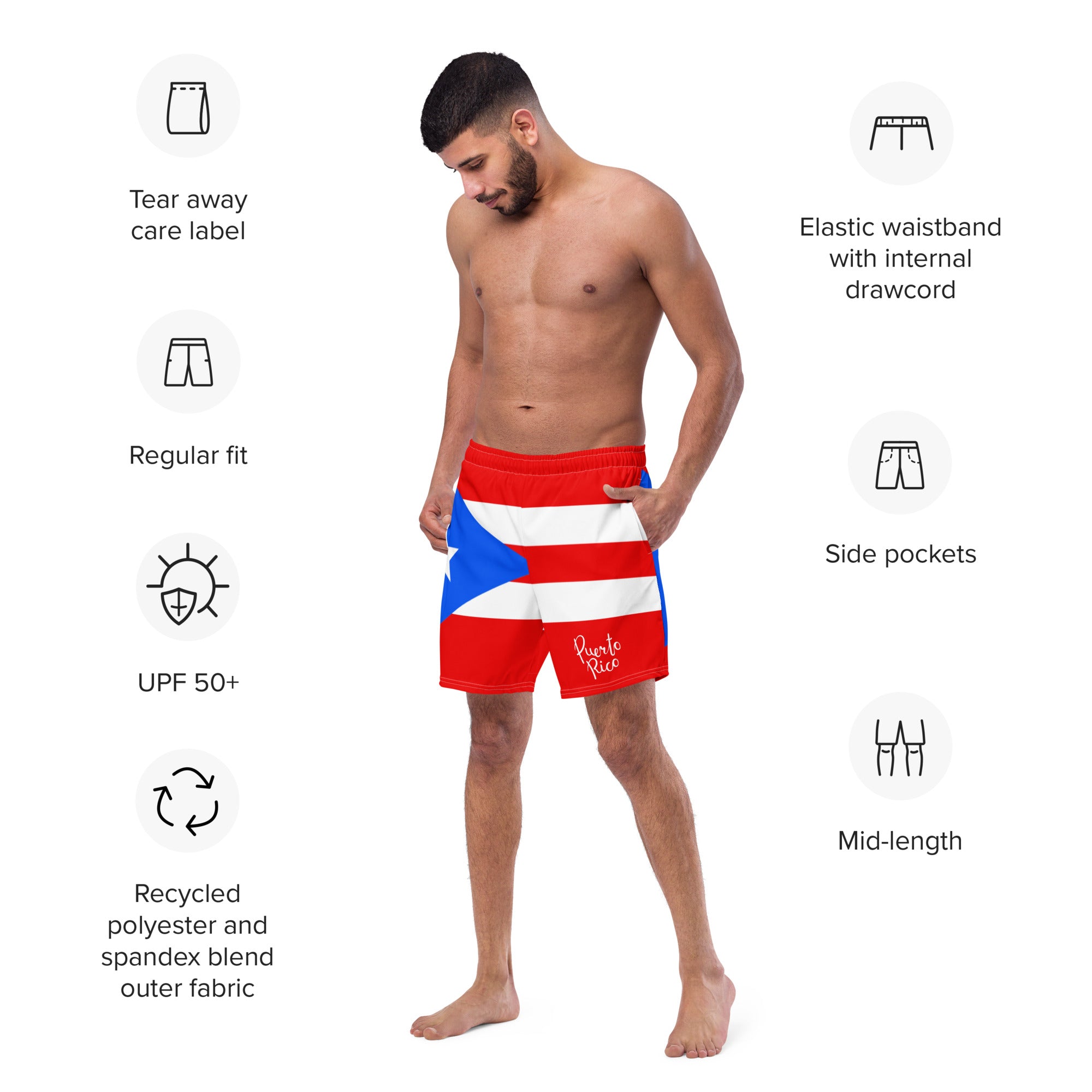 Gface PRIDE PUERTO RICO Men's Swim Trunks