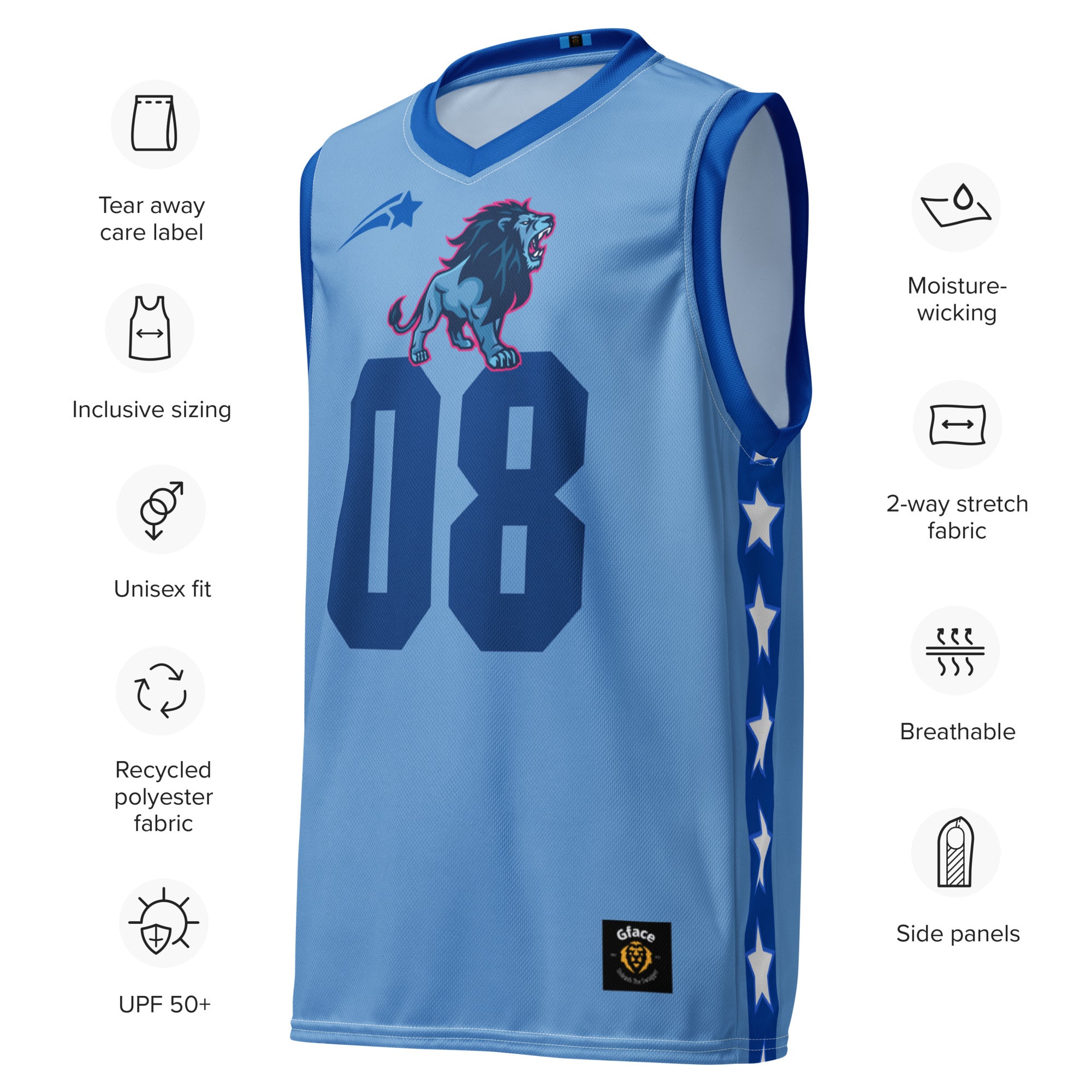 Unisex Light Blue GFACE basketball jersey World Hear Me Roar