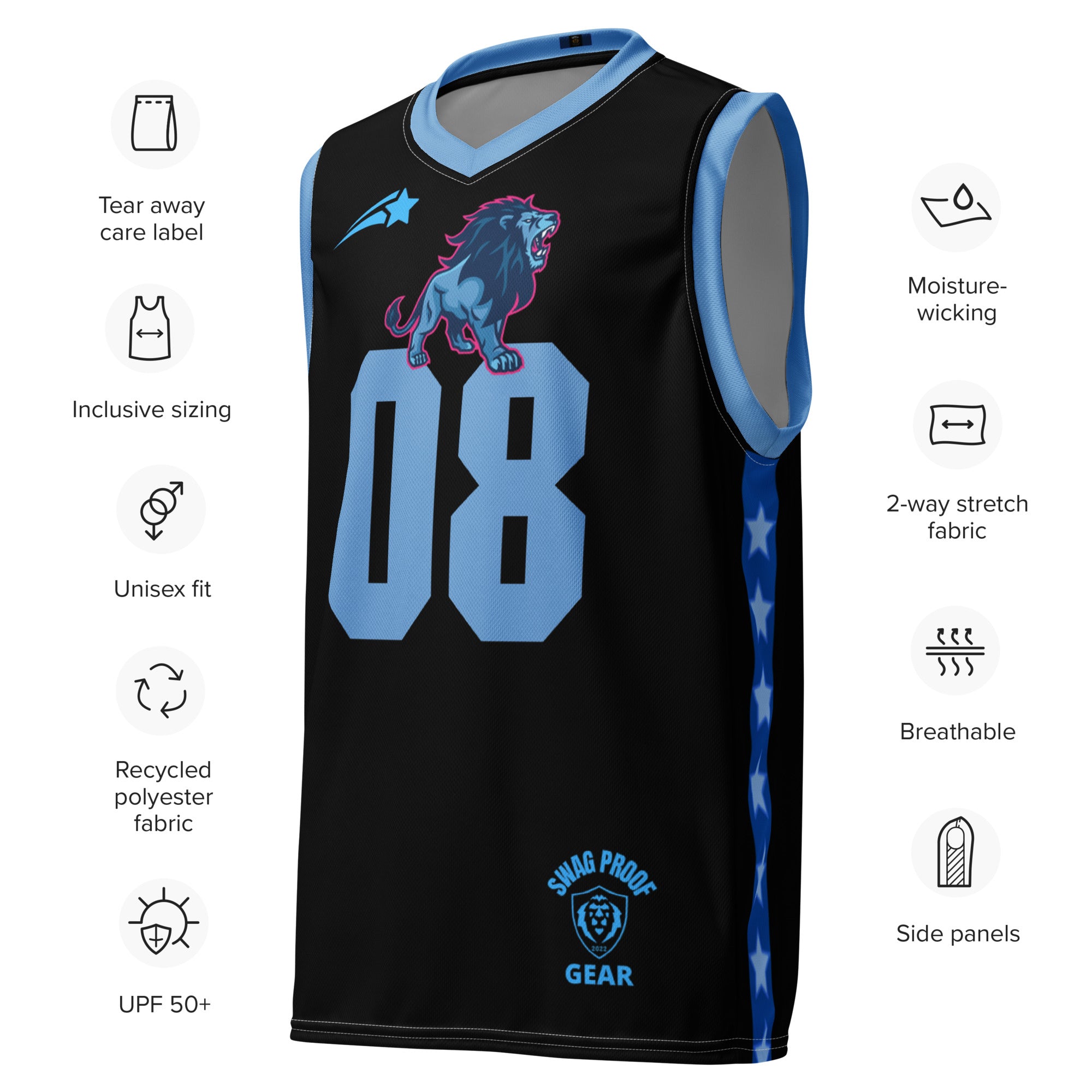 Unisex Black GFACE Basketball Jersey World Hear Me Roar