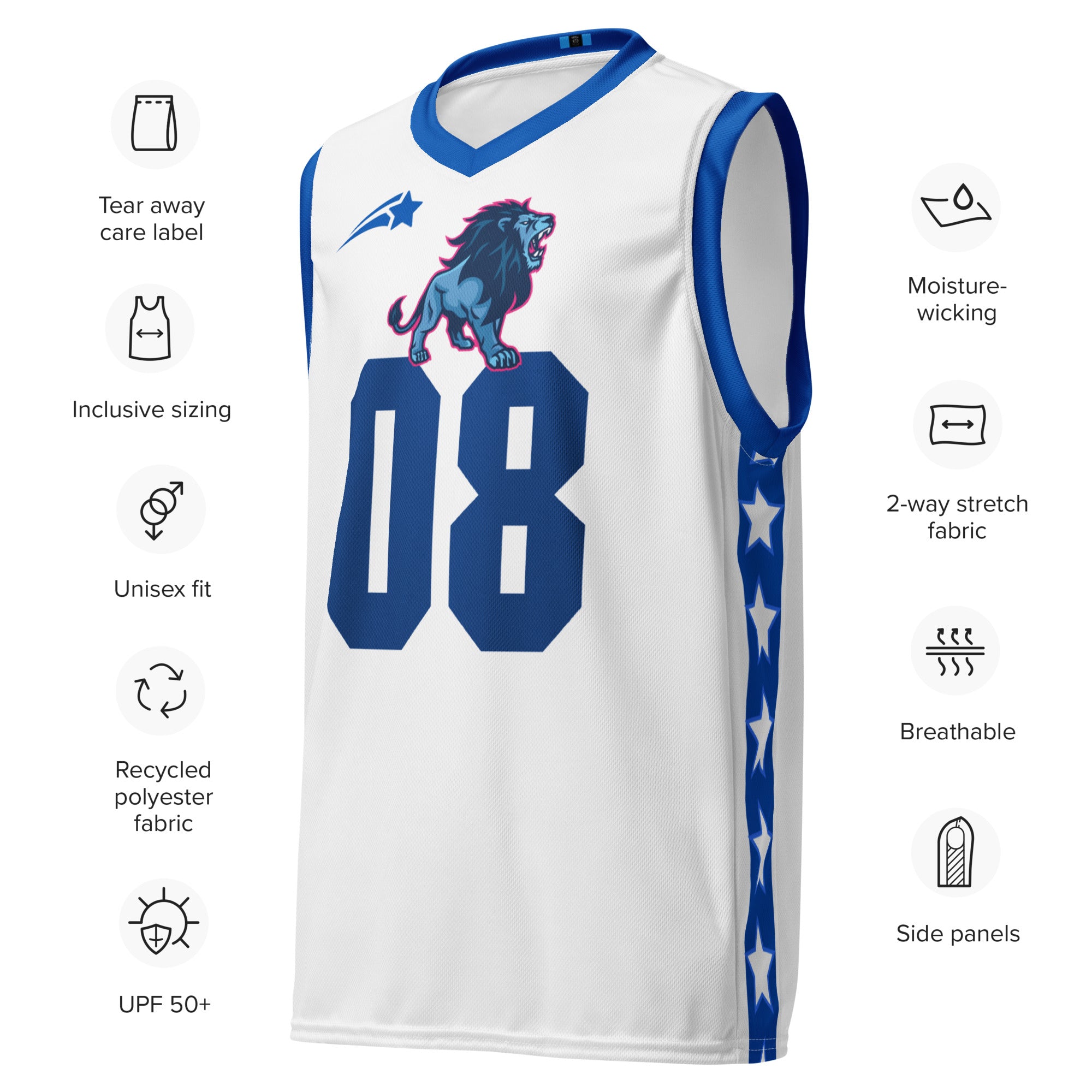 Recycled White Unisex GFACE Basketball Jersey World Hear Me Roar