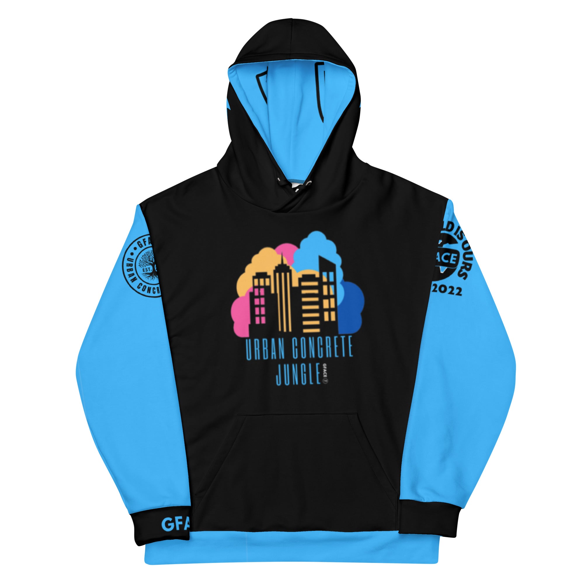 Unisex Hoodie Blue GFACE Urban Concrete Jungle