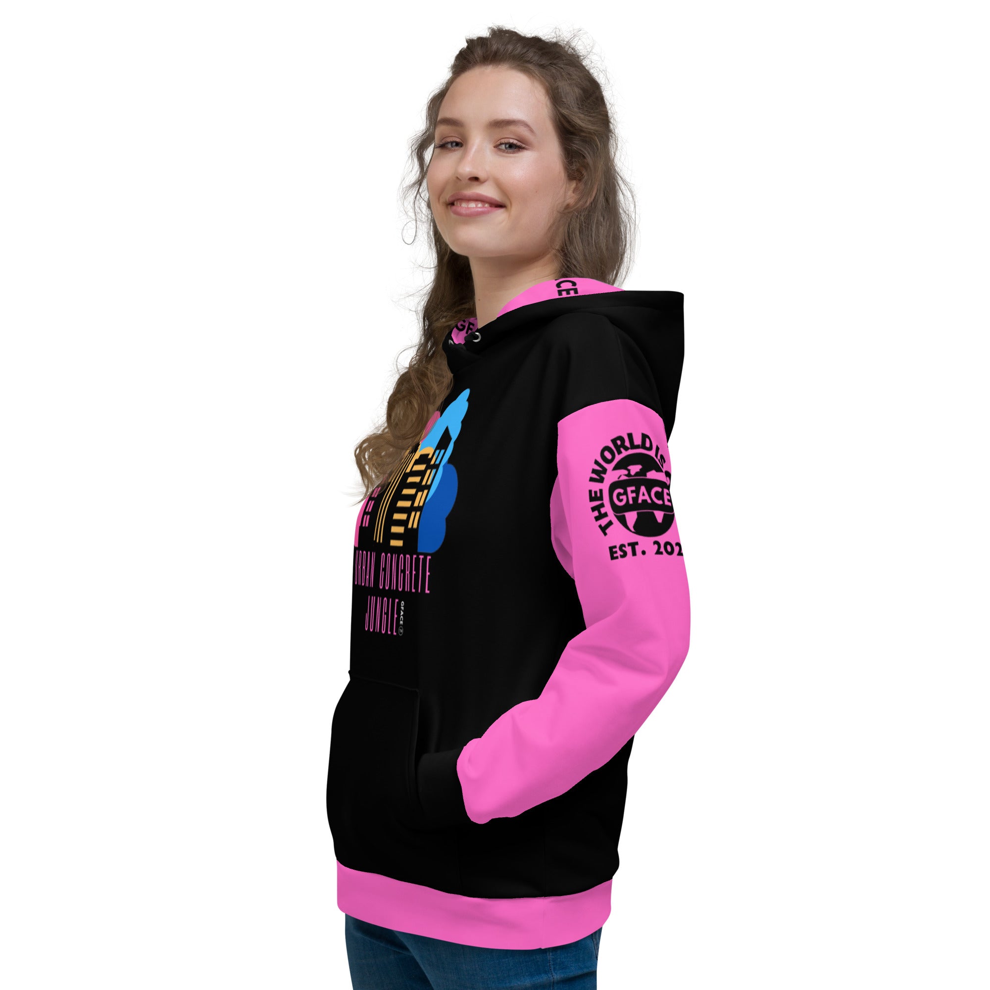 Unisex Hoodie Pink GFACE Urban Concrete Jungle