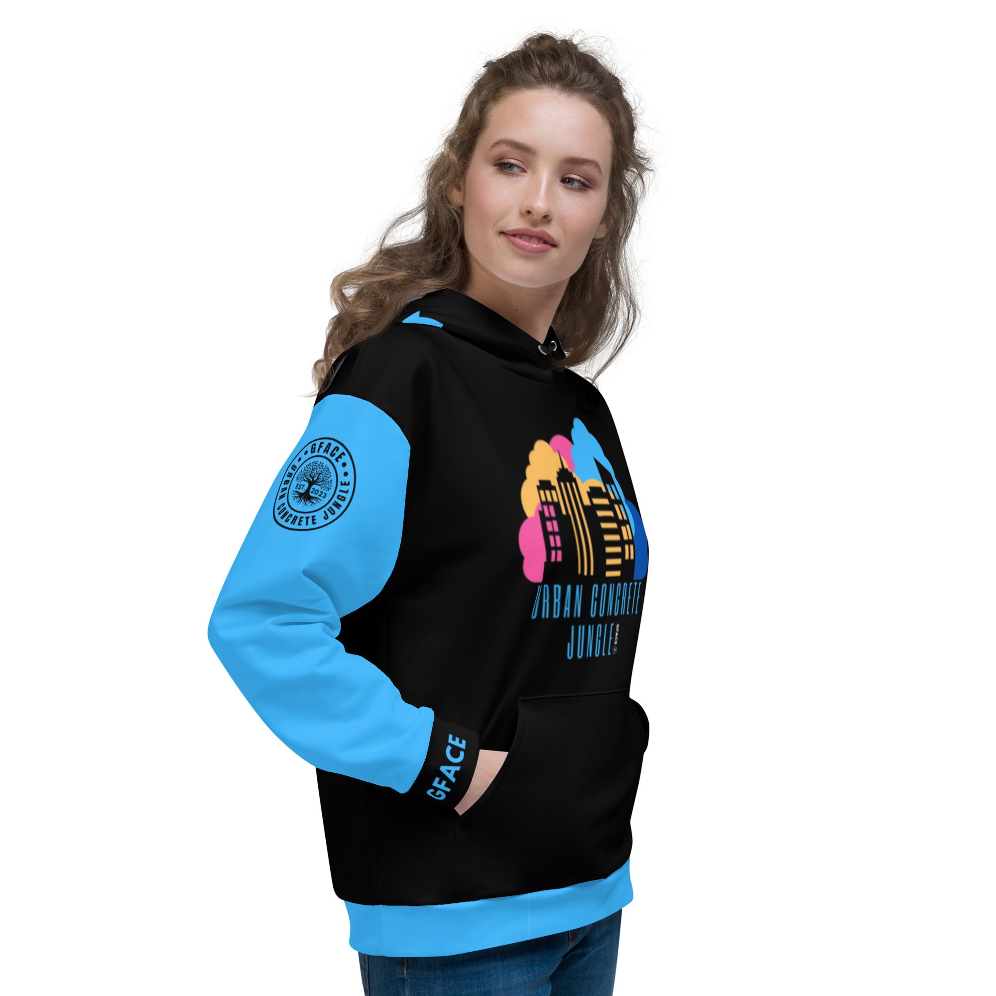 Unisex Hoodie Blue GFACE Urban Concrete Jungle