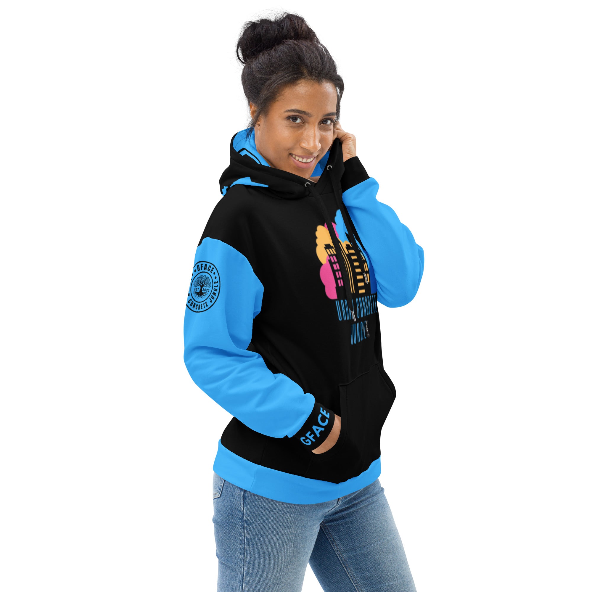 Unisex Hoodie Blue GFACE Urban Concrete Jungle