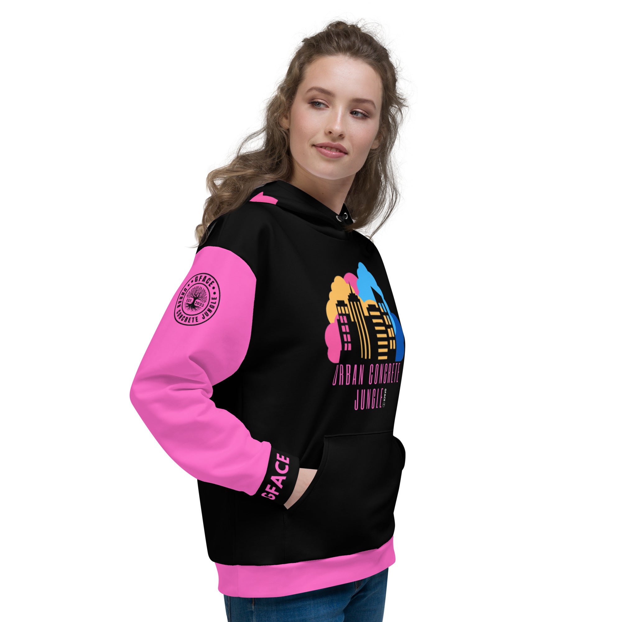 Unisex Hoodie Pink GFACE Urban Concrete Jungle