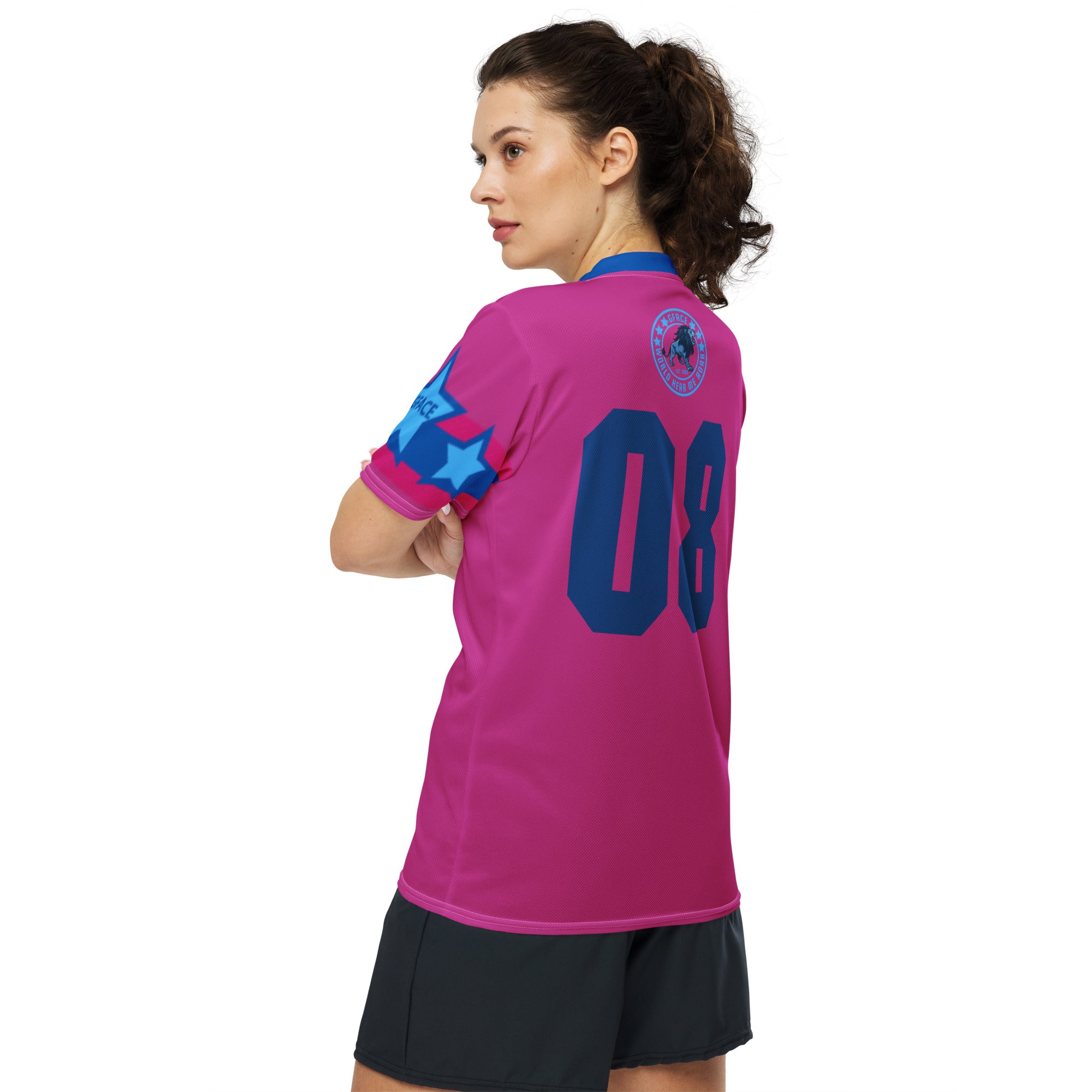 Recycled Pink Unisex GFACE Sports Jersey World Hear Me Roar